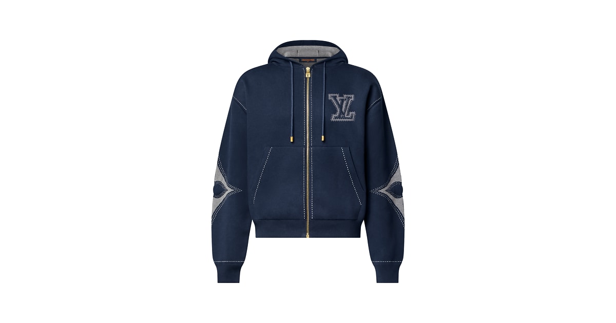 Graphic Intarsia Zipped Cotton Hoodie - Ready-to-Wear | LOUIS VUITTON