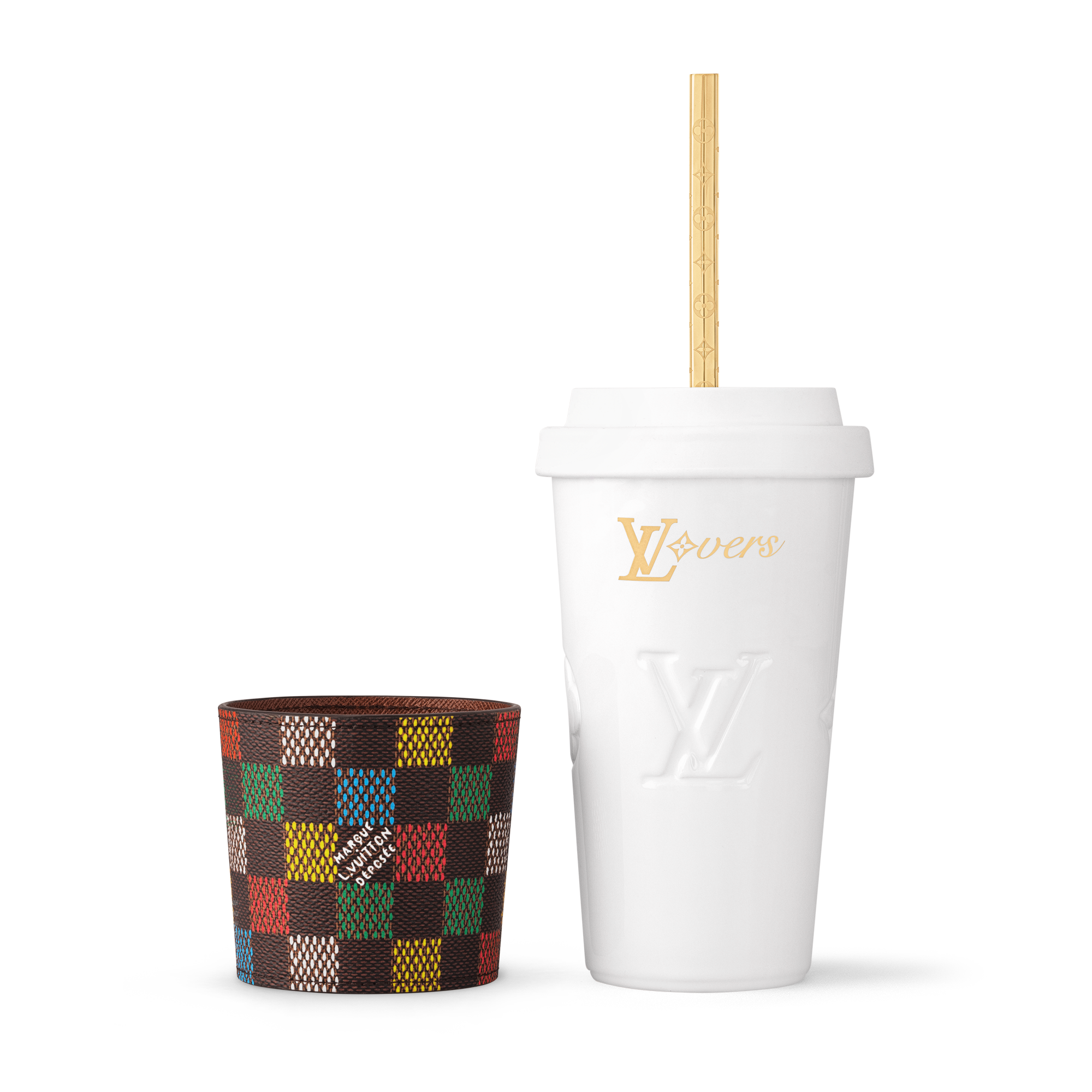  LV Vers Damier Cup & Straw  in Trunks, Travel and Home