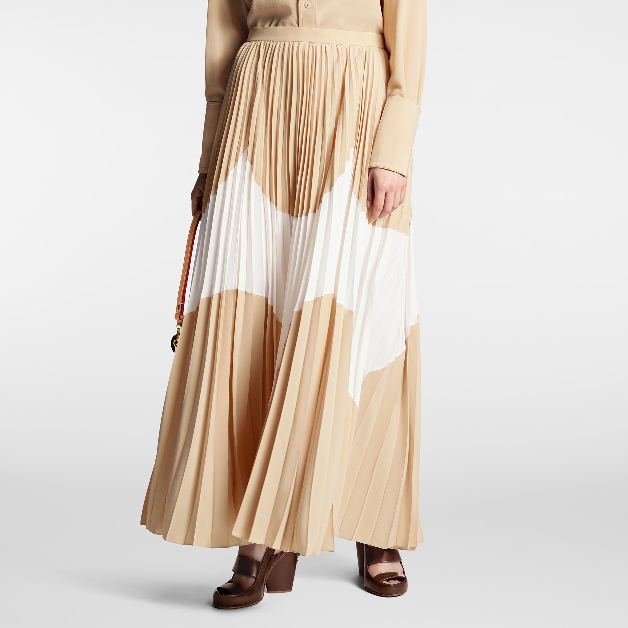 Abstract Insert Pleated Skirt    in Women