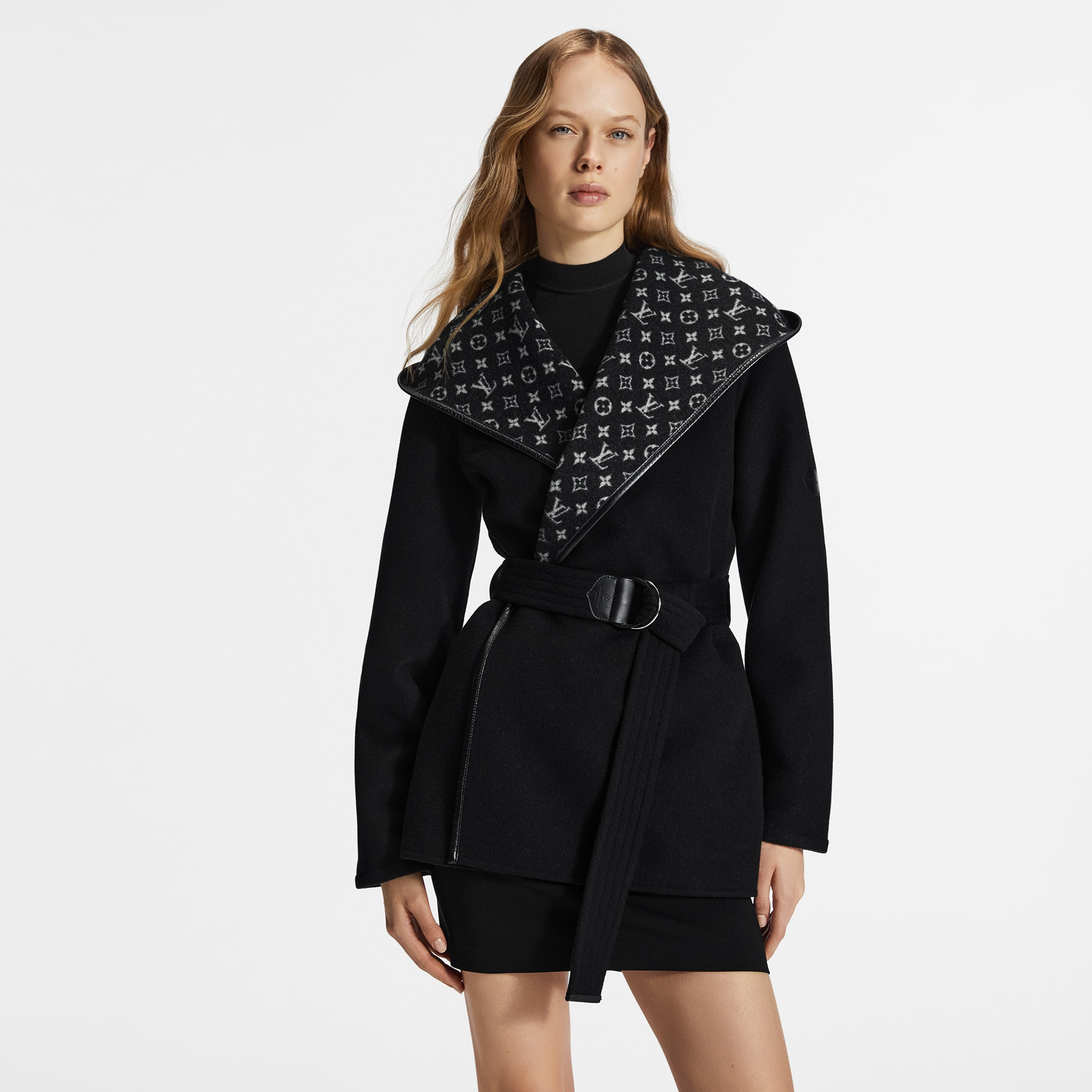 Belted Short Wrap Pea Coat  in Women
