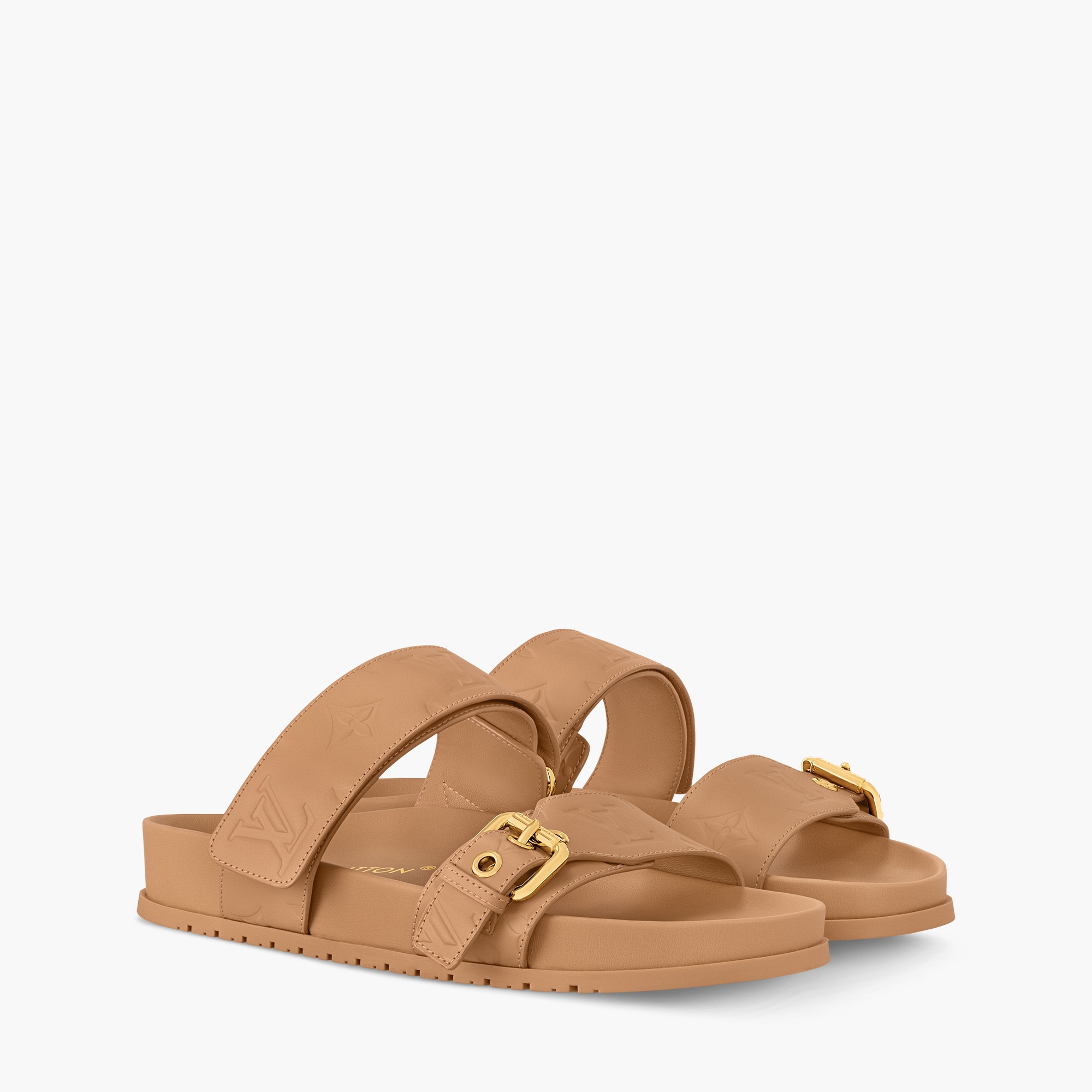 Footwear Flats Louis Vuitton Double Strap Slides Bom Dia Flat