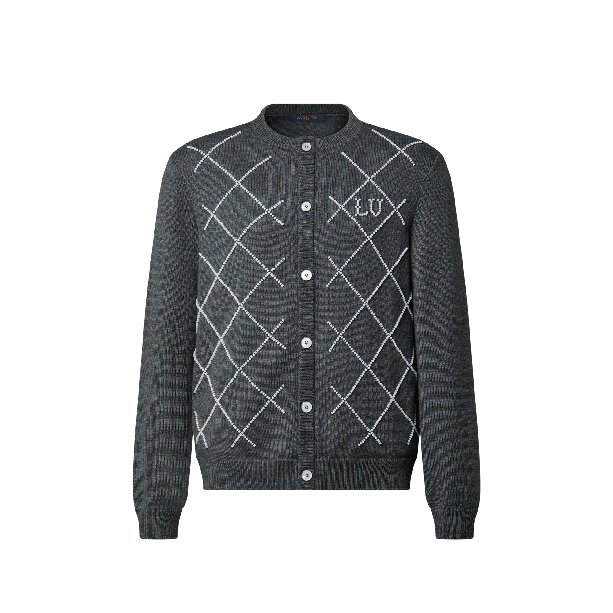 Cardigan With Pearly Embroidery  in Men