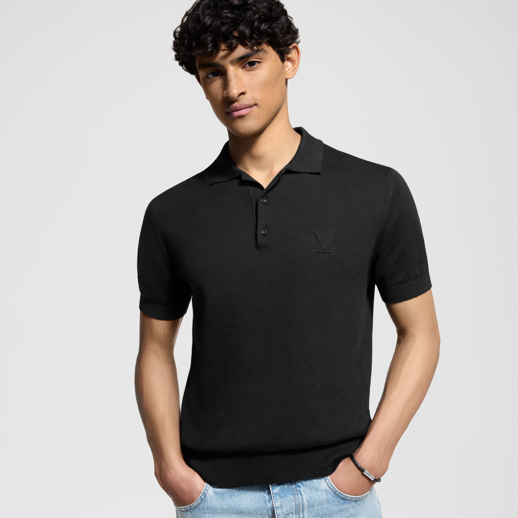 Cashmere And Cotton Blend Short-Sleeved Polo  in Men