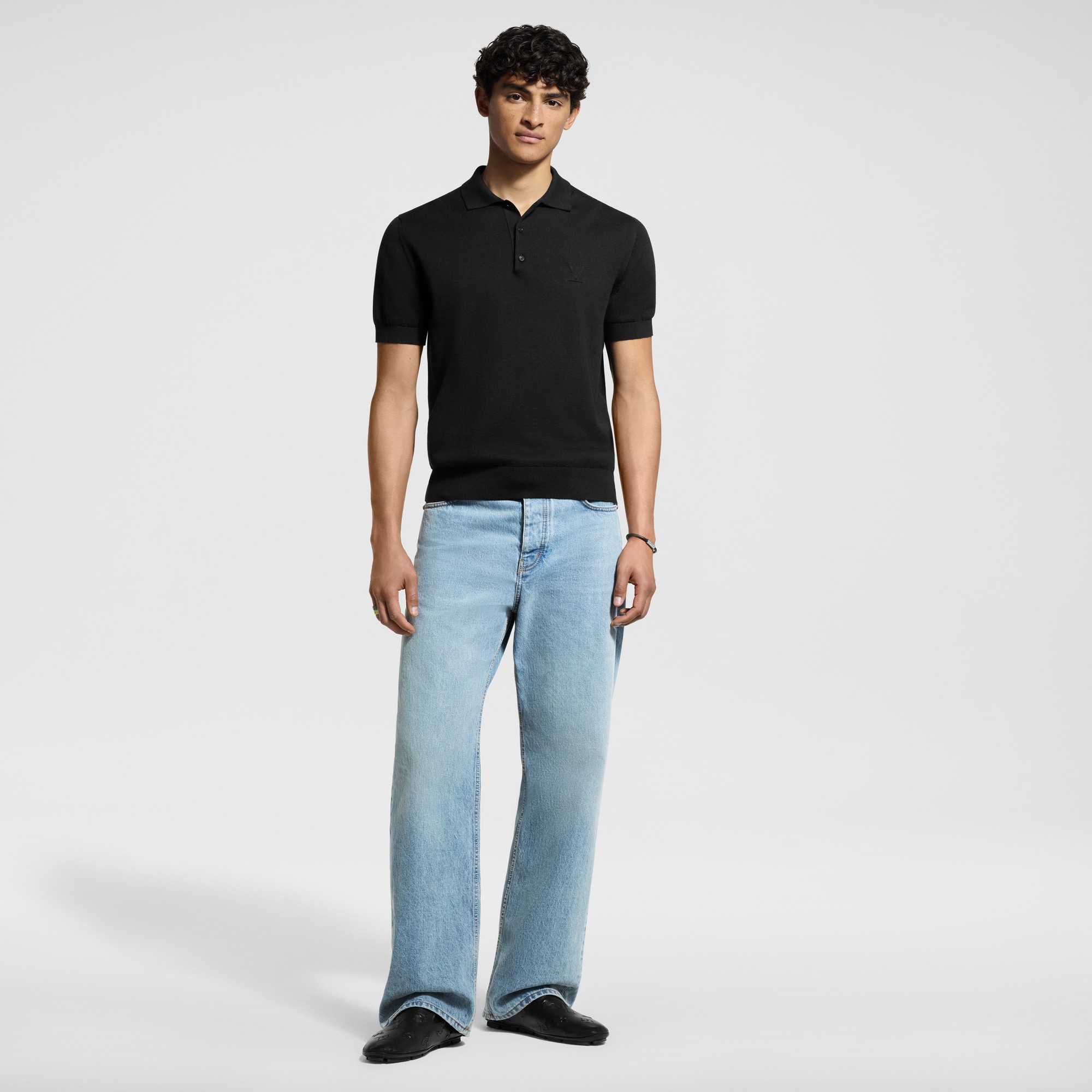 Cashmere And Cotton Blend Short-Sleeved Polo  in Men