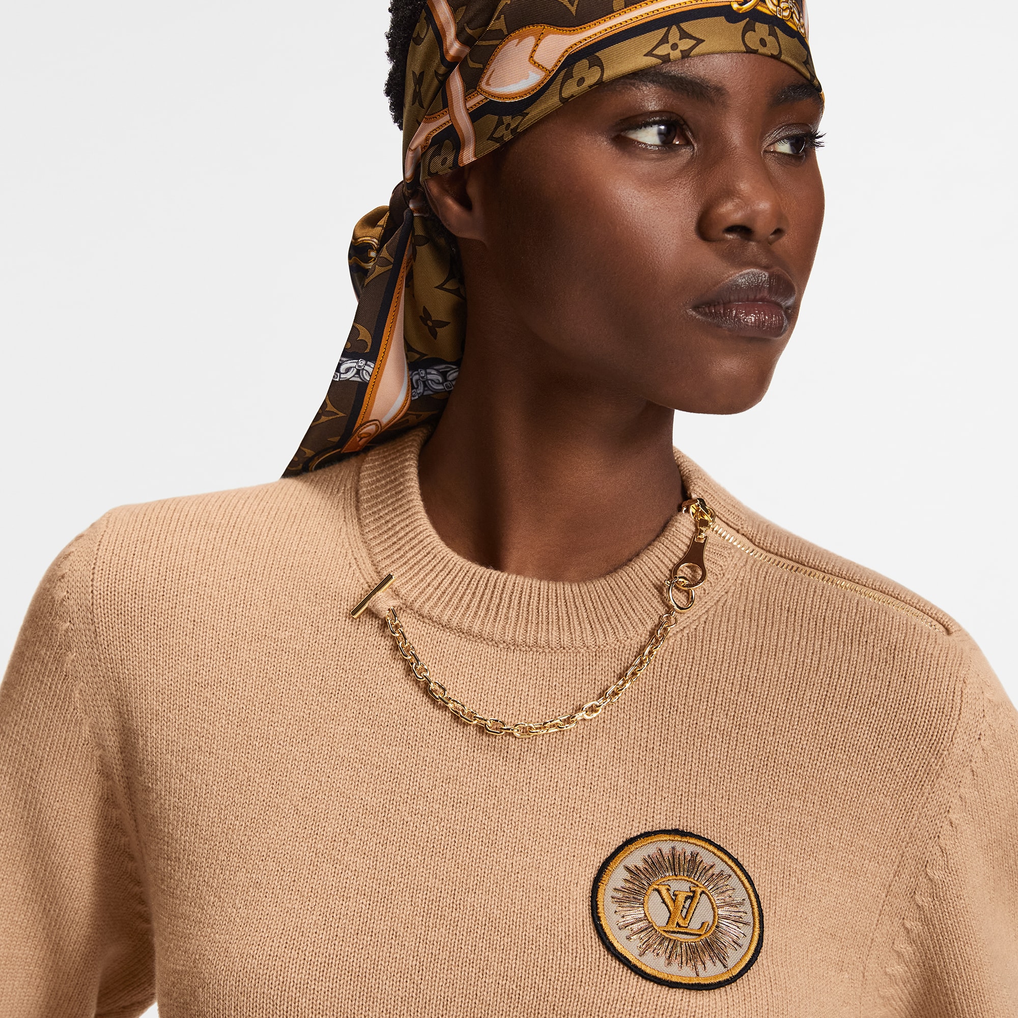 Chain Detail Patch Sweater  in Women
