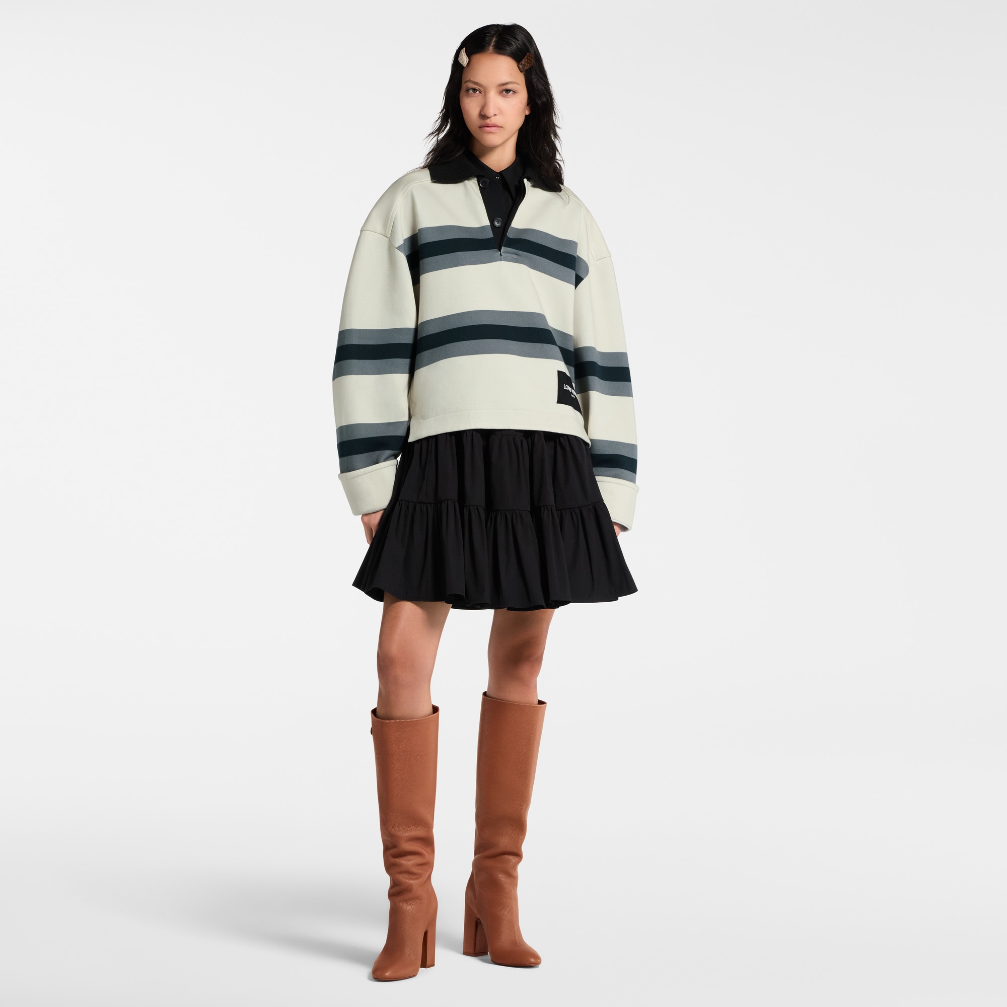 Chunky Stripes Polo Top  in Women