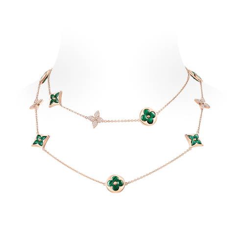Color Blossom 13 Motifs Sautoir, Pink Gold, Malachite and Diamonds in Jewellery's Categories Necklaces and Pendants collections by Louis Vuitton (Product zoom)