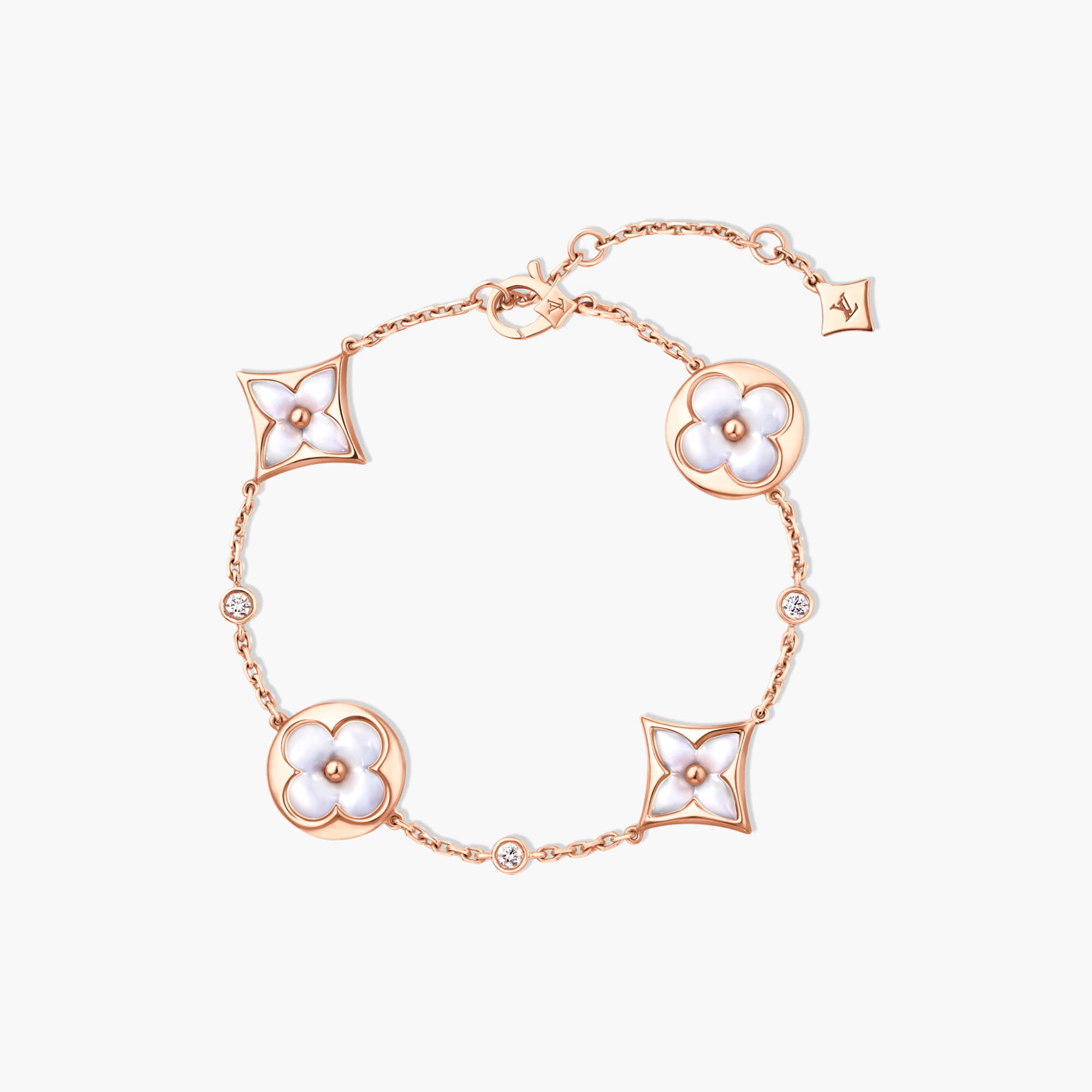 Color Blossom BB Multi-Motif Bracelet, Pink Gold, White Mother-Of