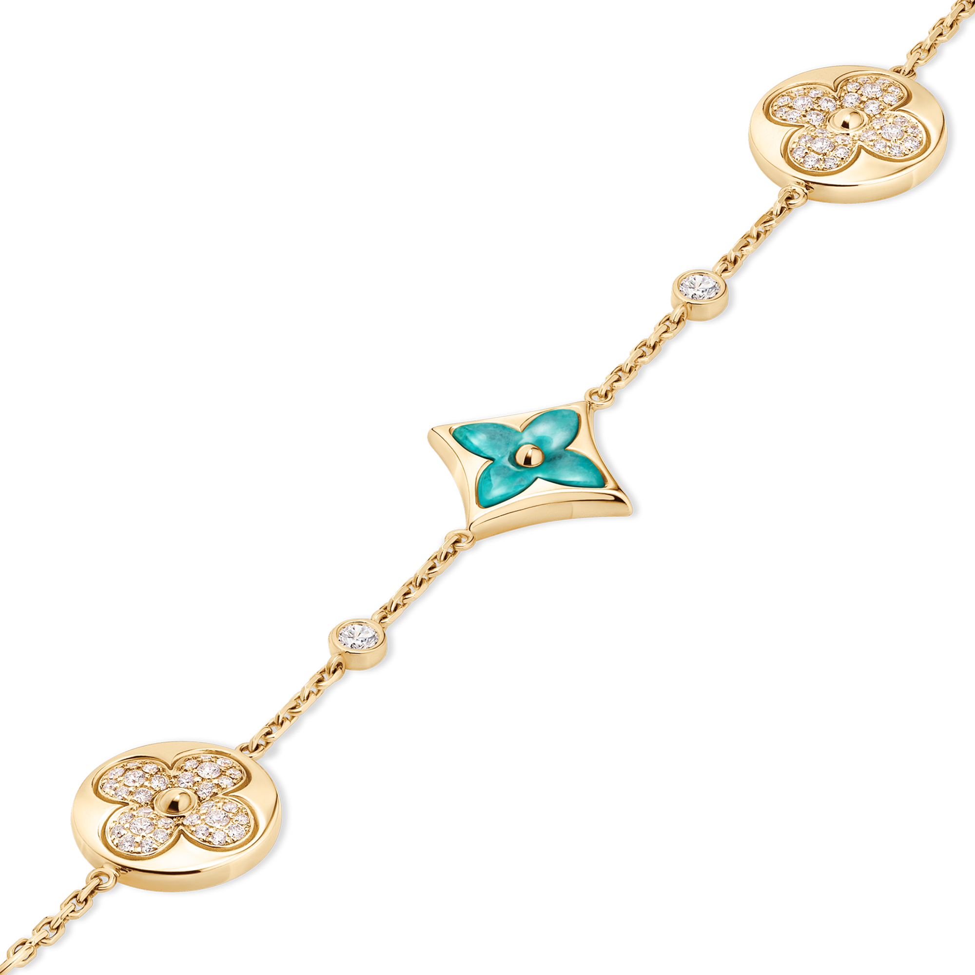 Color Blossom BB Multi-Pattern Bracelet, Yellow Gold, Amazonite and Diamonds  in Jewellery