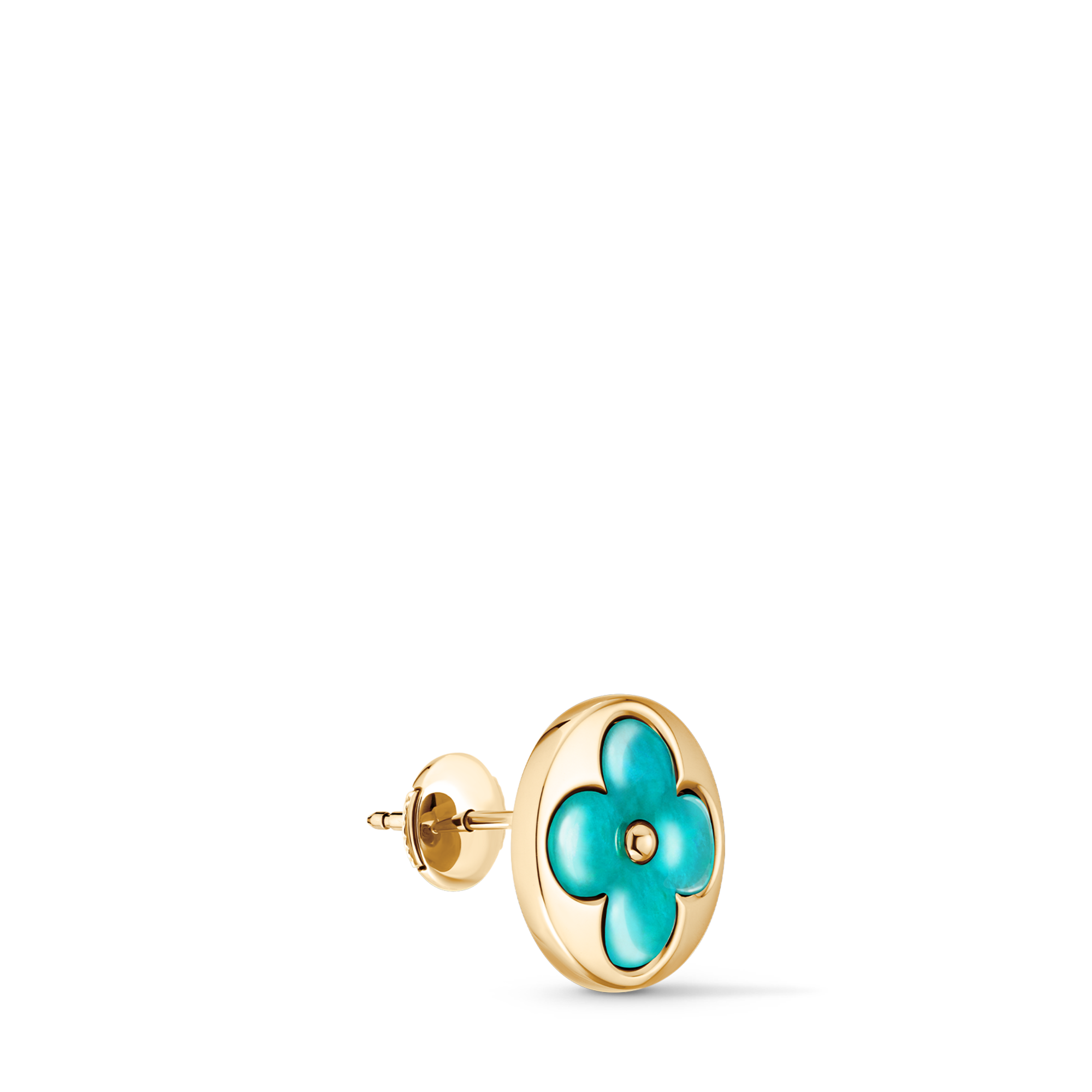 Color Blossom BB Sun Ear Stud, Yellow Gold and Amazonite - Per Unit  in Jewellery