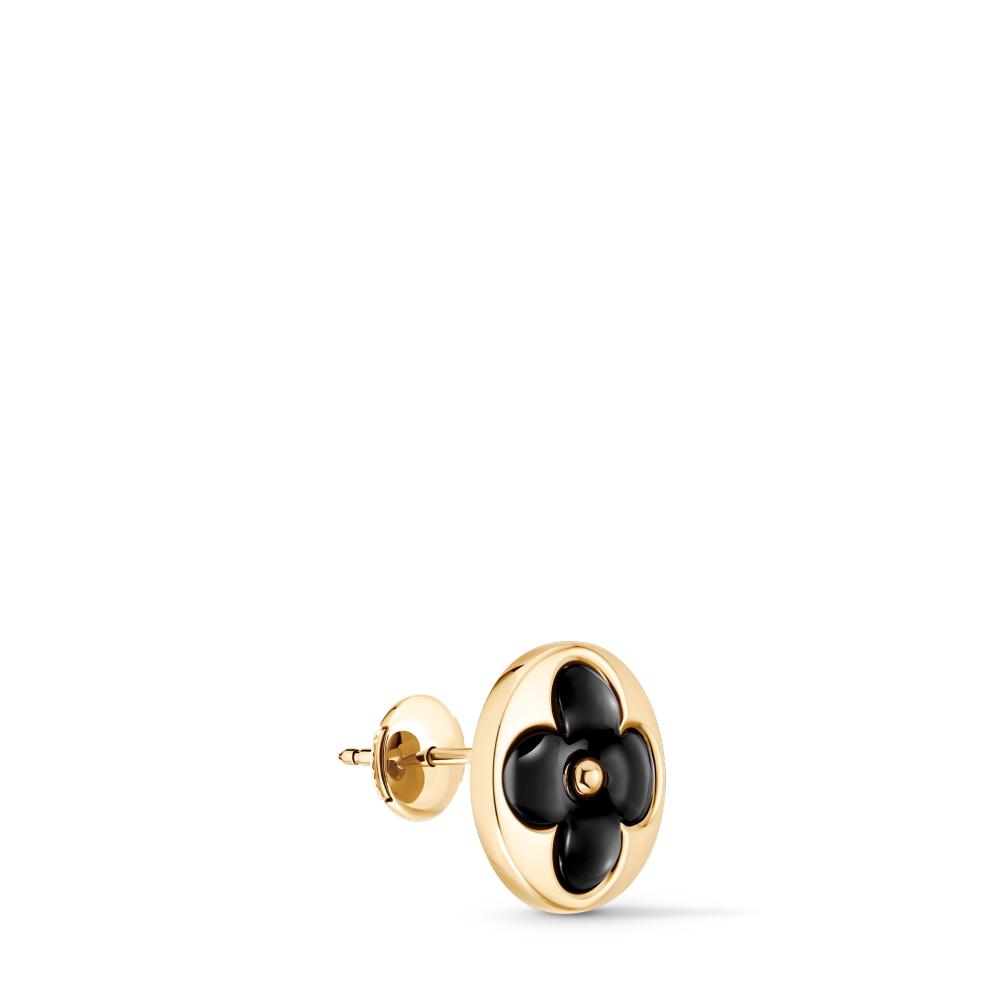 Color Blossom BB Sun Ear Stud, Yellow Gold and Onyx - Per Unit  in Jewellery