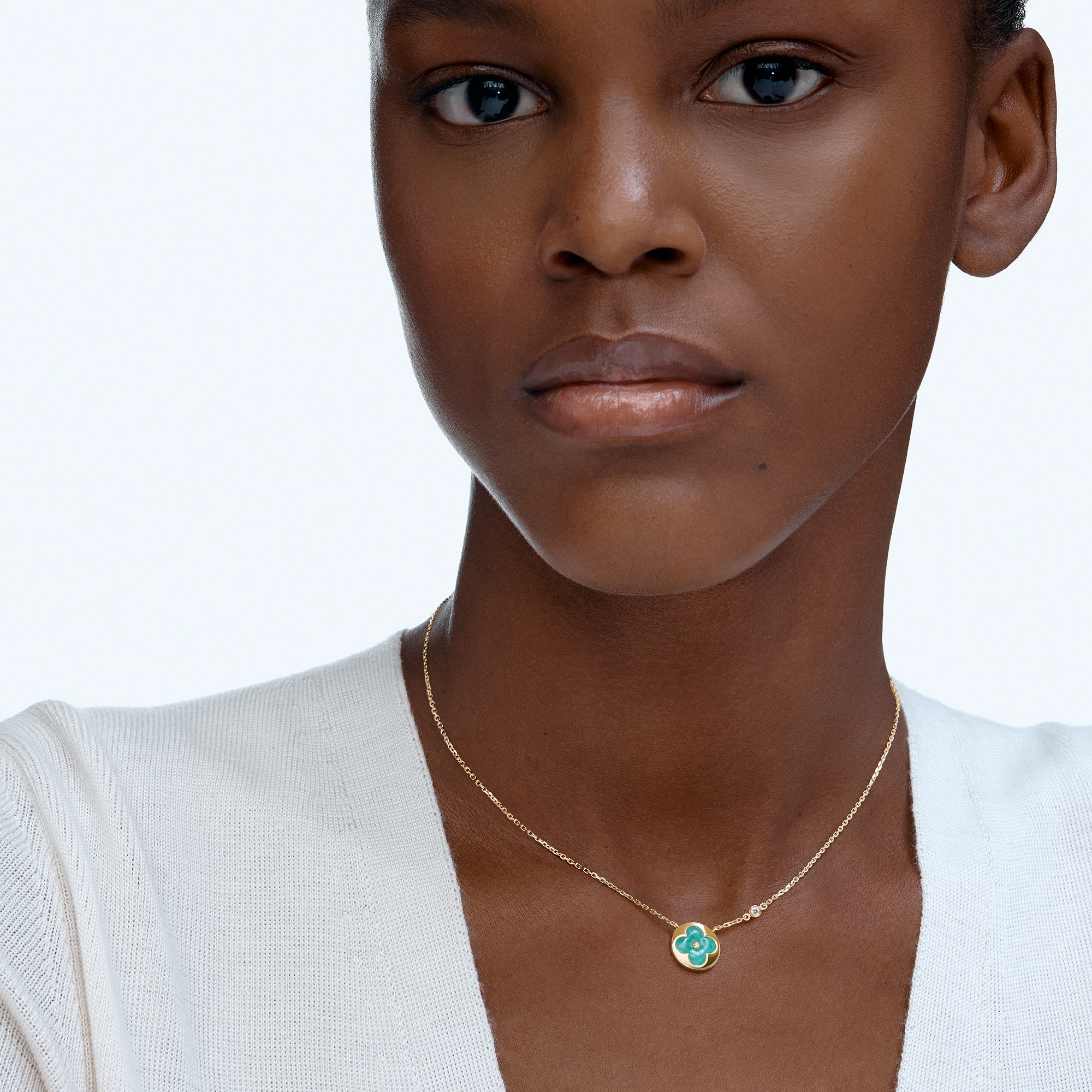 Color Blossom BB Sun Pendant, Yellow Gold, Amazonite and Diamond  in Jewellery