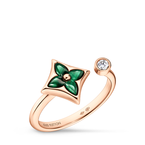 Color Blossom Mini Star Ring, Pink Gold, Malachite and Diamond in Jewellery's Categories All Fine Jewellery collections by Louis Vuitton (Product zoom)