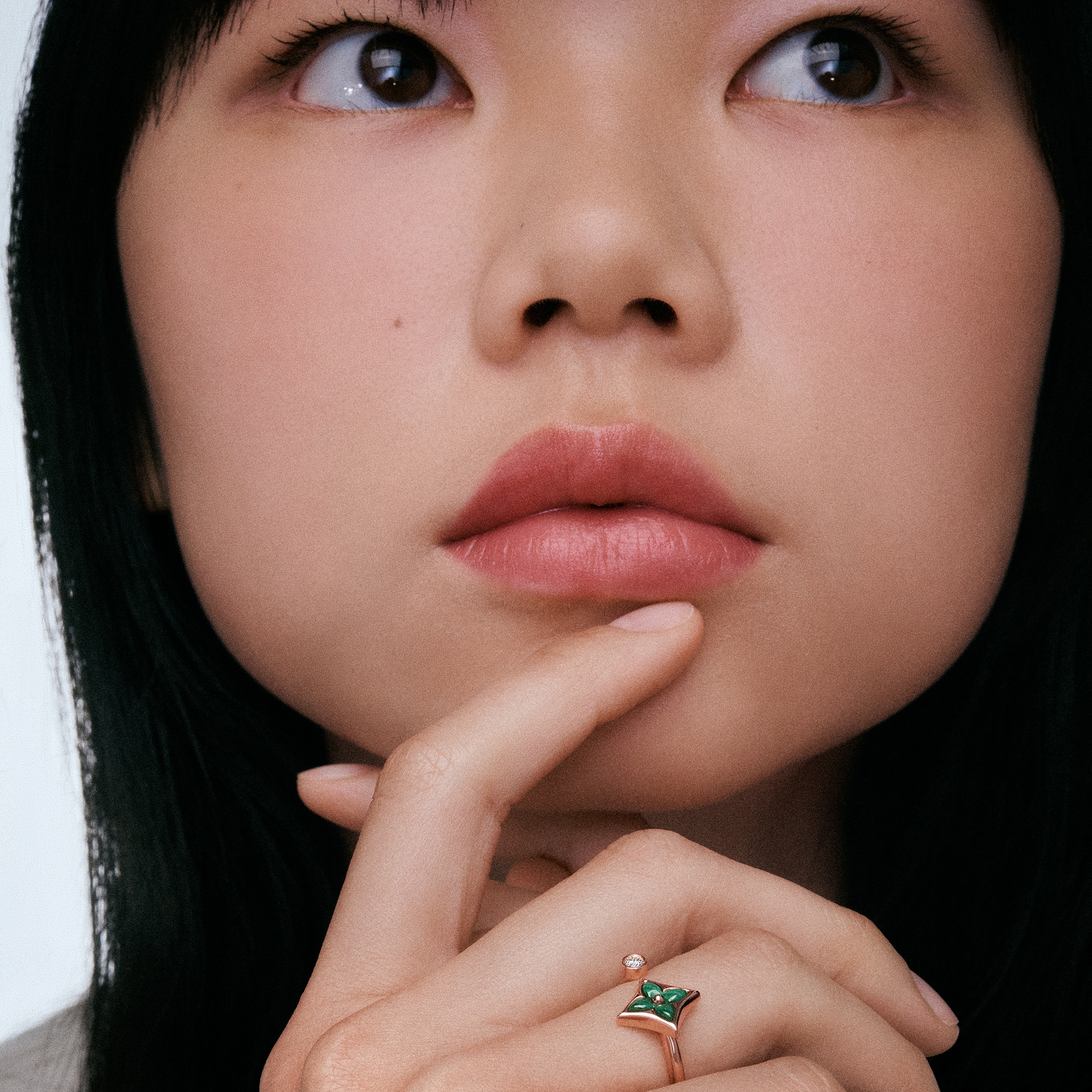 Color Blossom Mini Star Ring, Pink Gold, Malachite and Diamond  in Jewellery