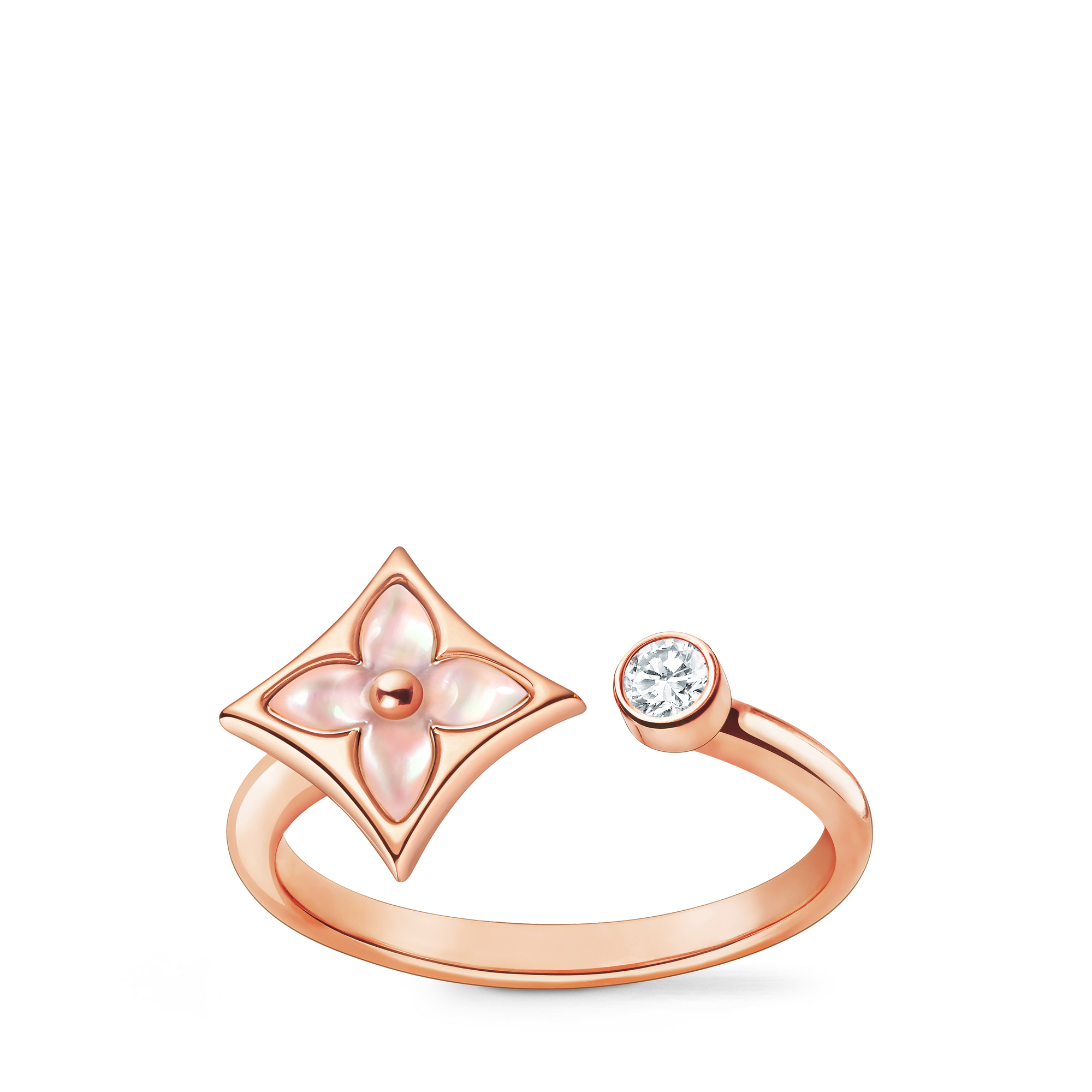 Color Blossom Mini Star Ring, Pink Gold, Pink Mother-Of-Pearl And Diamond  in Jewellery