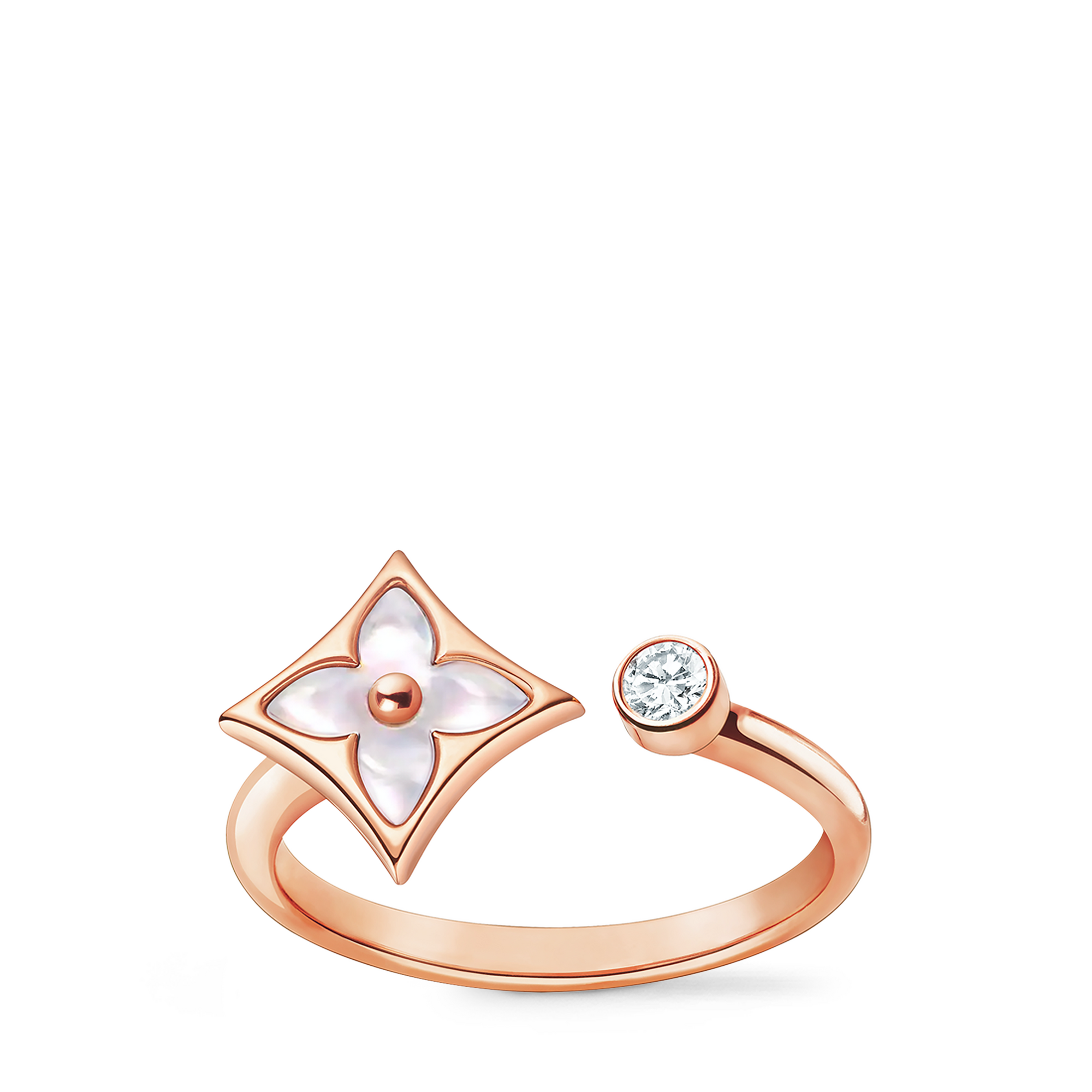 Color Blossom Mini Star Ring, Pink Gold, White Mother-Of-Pearl And Diamond  in Jewellery