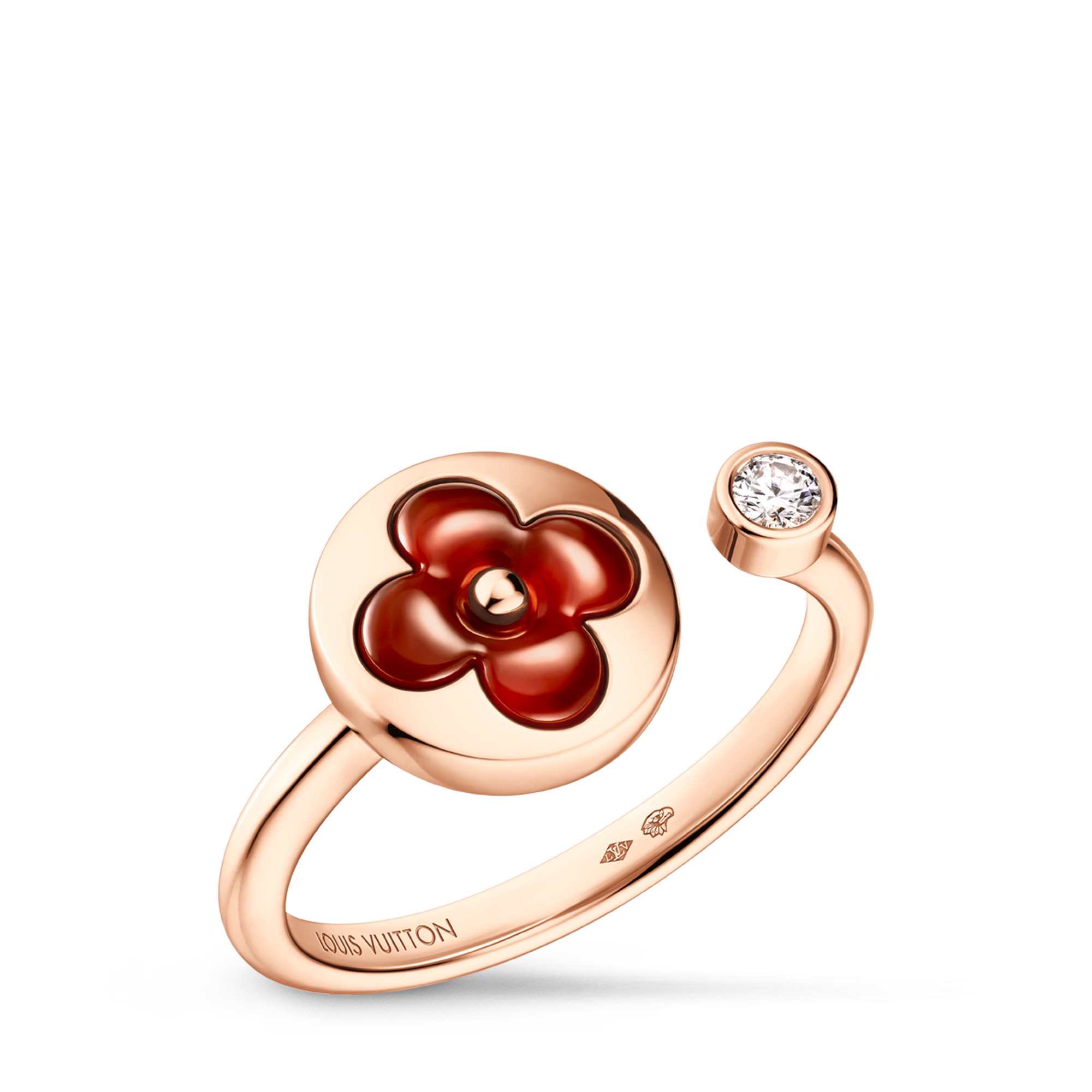 Color Blossom Mini Sun Ring, Pink Gold, Cornelian and Diamond  in Jewellery