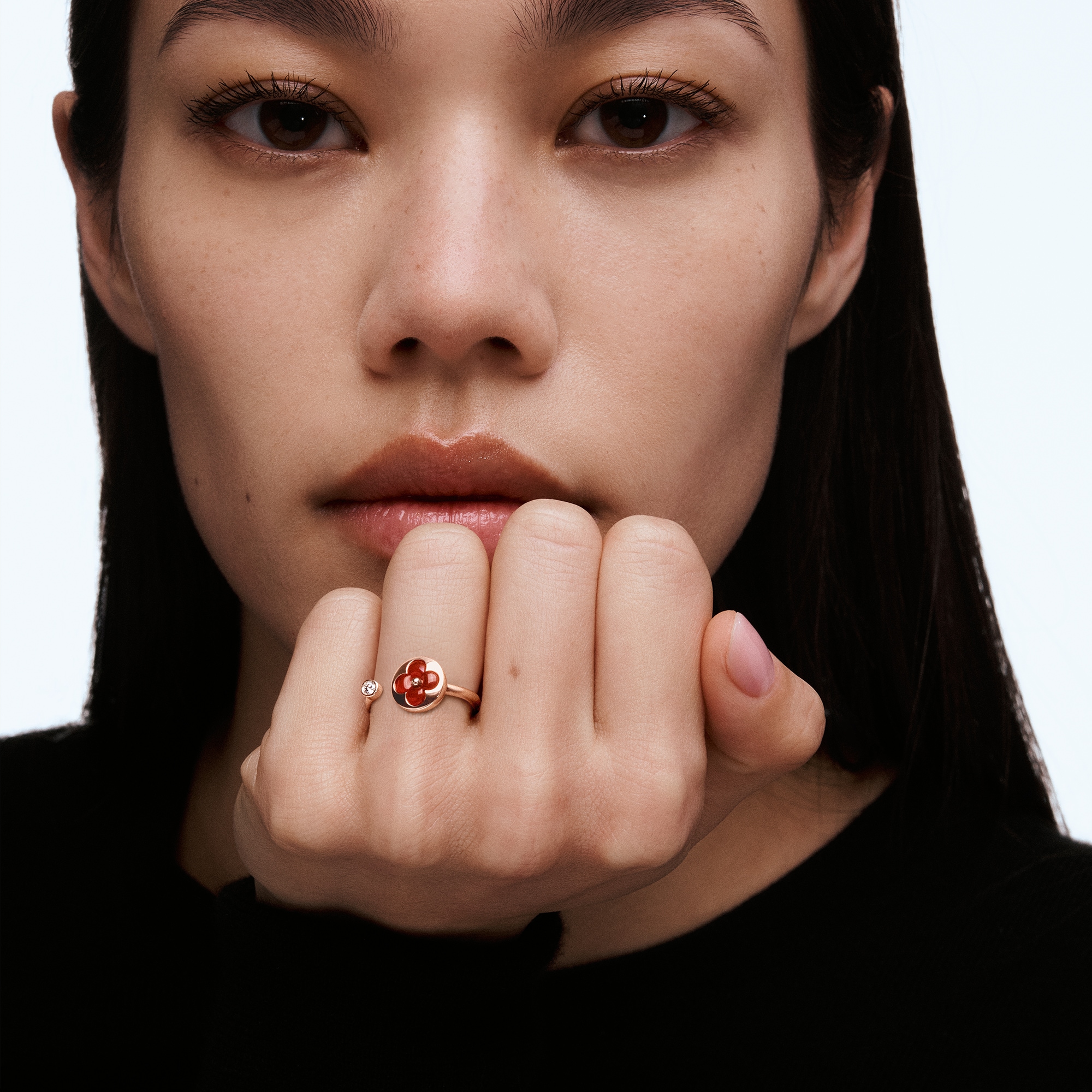 Color Blossom Mini Sun Ring, Pink Gold, Cornelian and Diamond  in Jewellery