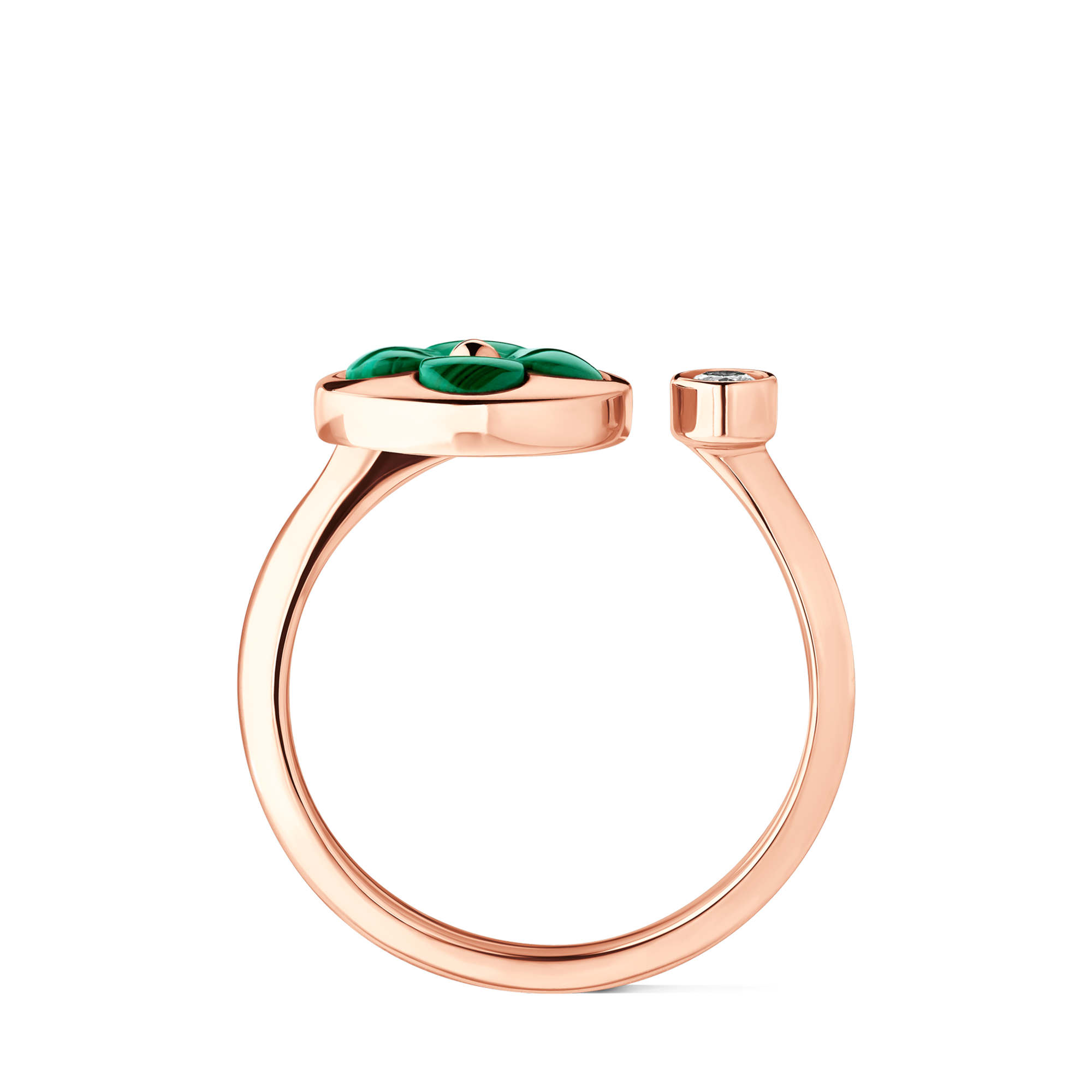 Color Blossom Mini Sun Ring, Pink Gold, Malachite And Diamond  in Jewellery