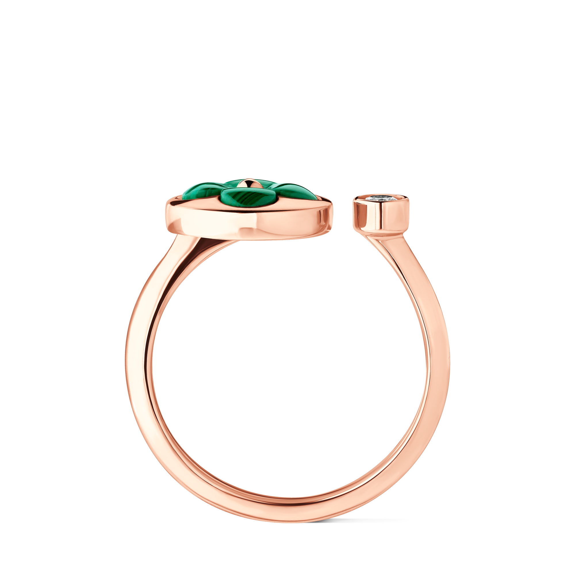 Color Blossom Mini Sun Ring, Pink Gold, Malachite And Diamond  in Jewellery