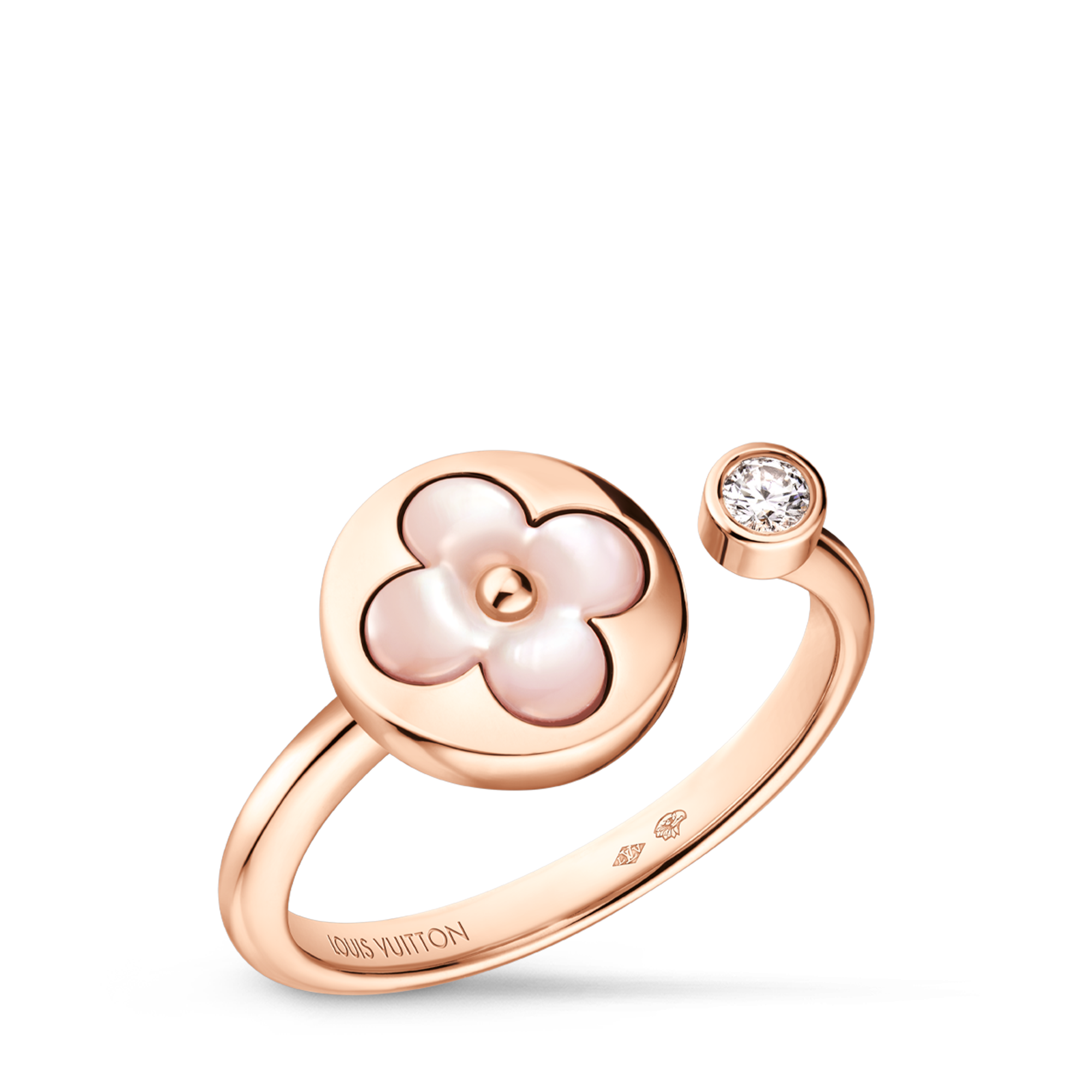 Color Blossom Mini Sun Ring, Pink Gold, Pink Mother-of-Pearl and Diamond  in Jewellery