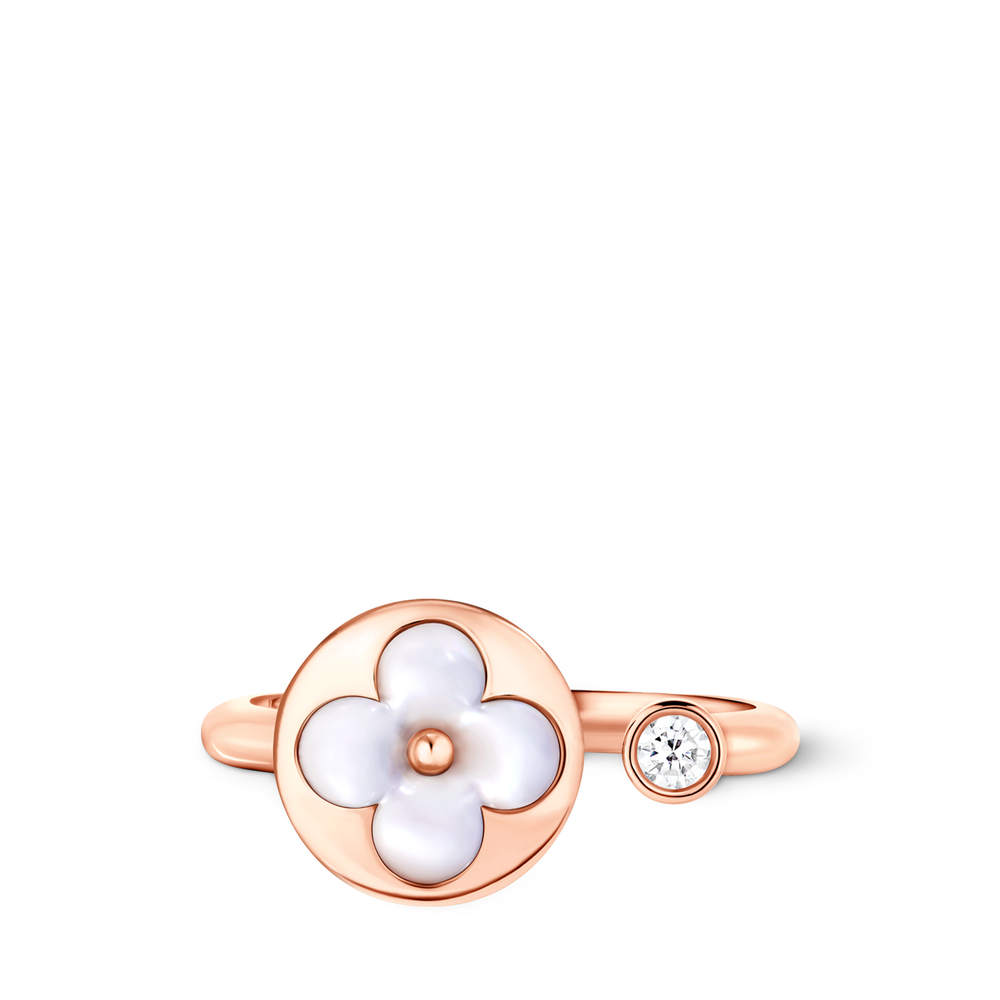 Color Blossom Mini Sun Ring, Pink Gold, White Mother-Of-Pearl And Diamond  in Jewellery
