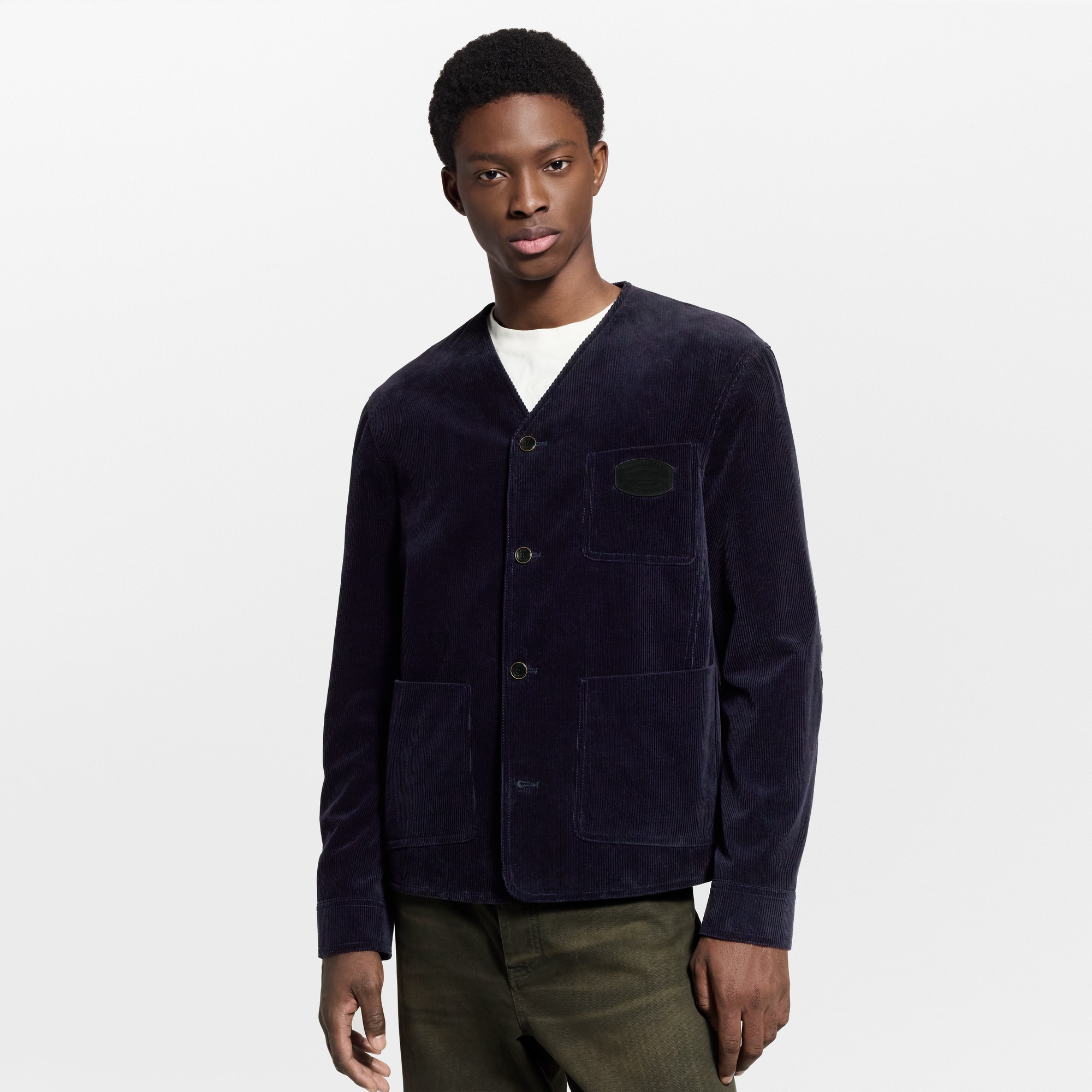 Corduroy Collarless Jacket  in Men