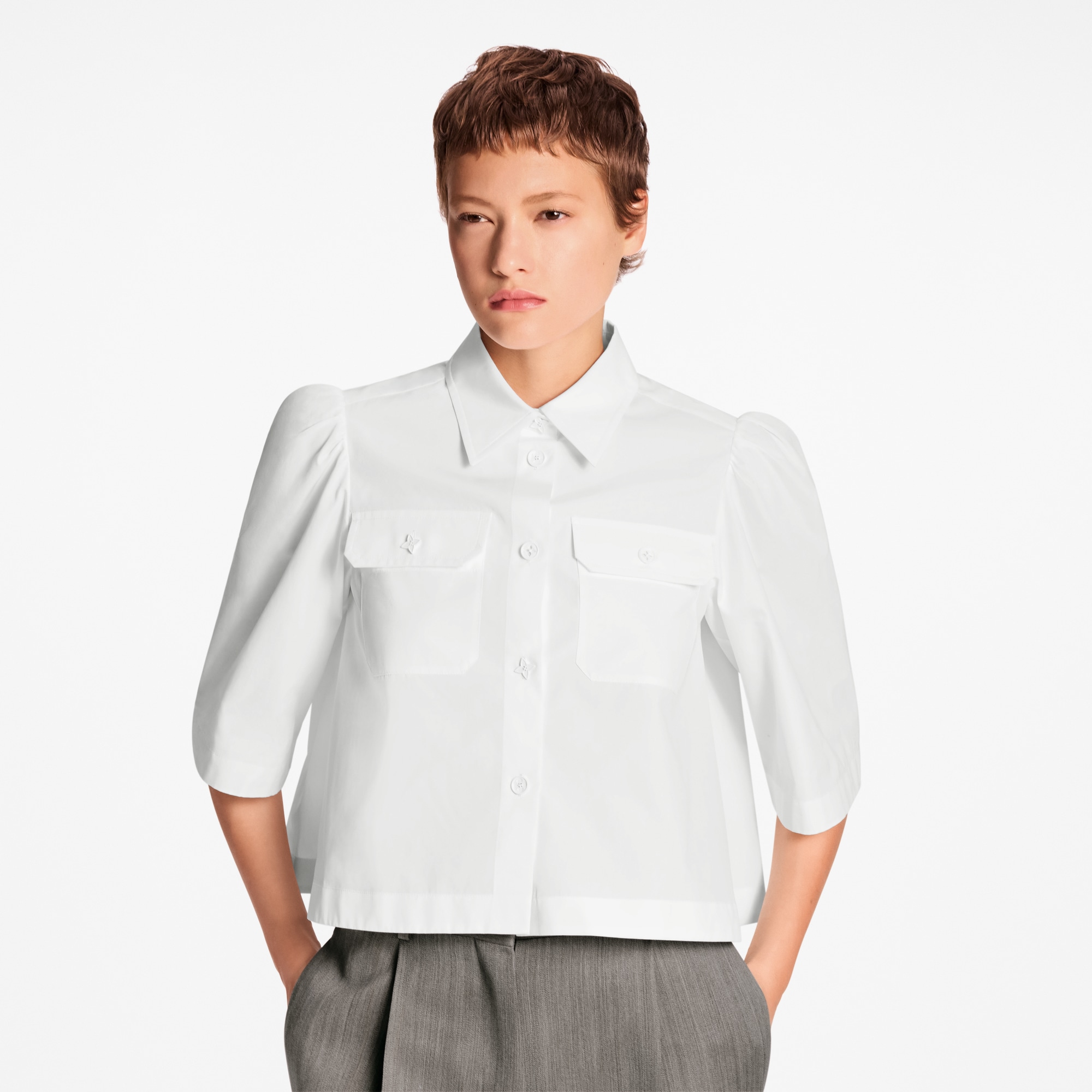 Cropped Flap Pocket Shirt  in Women