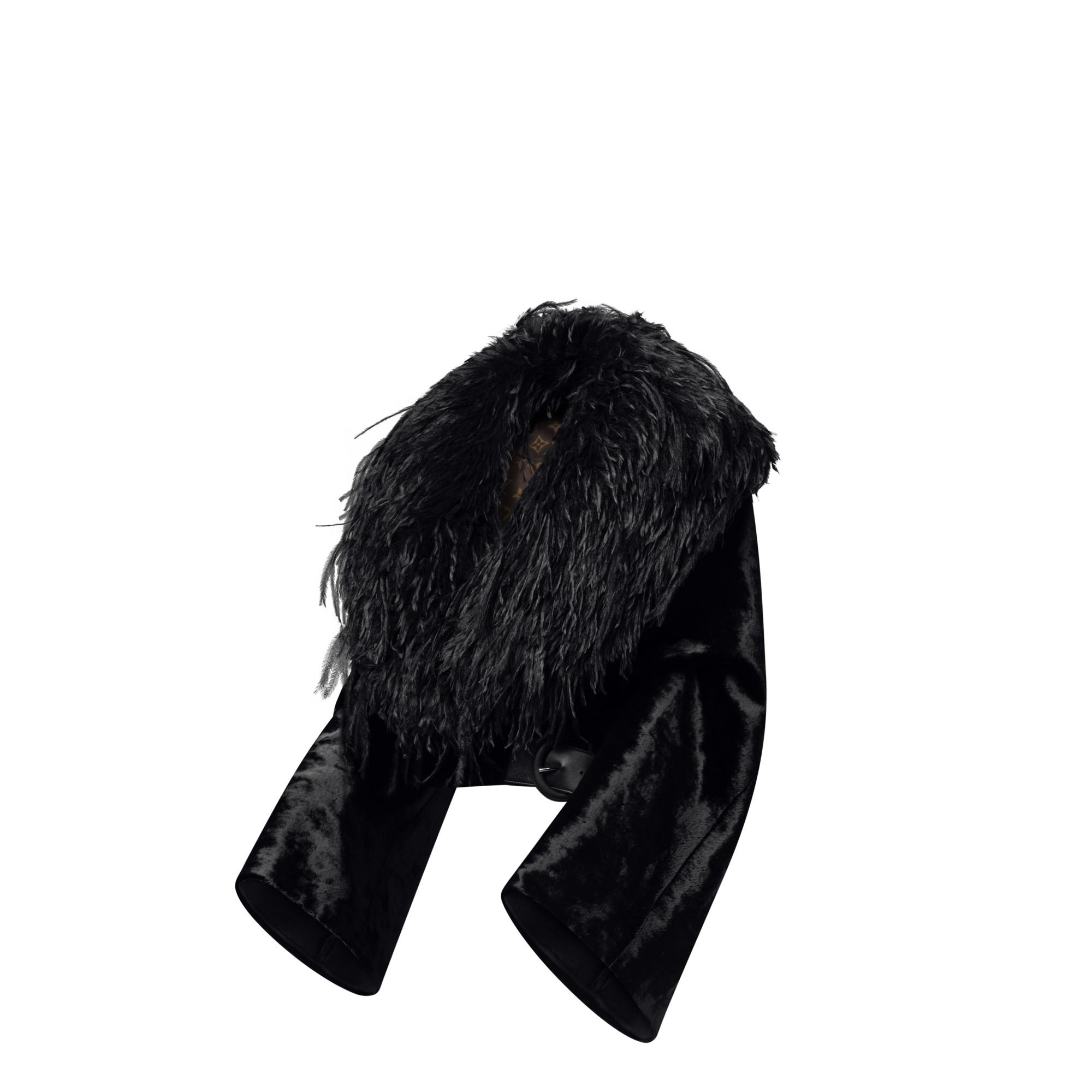 Cropped Jacket W/ Faux Fur Collar  in Women