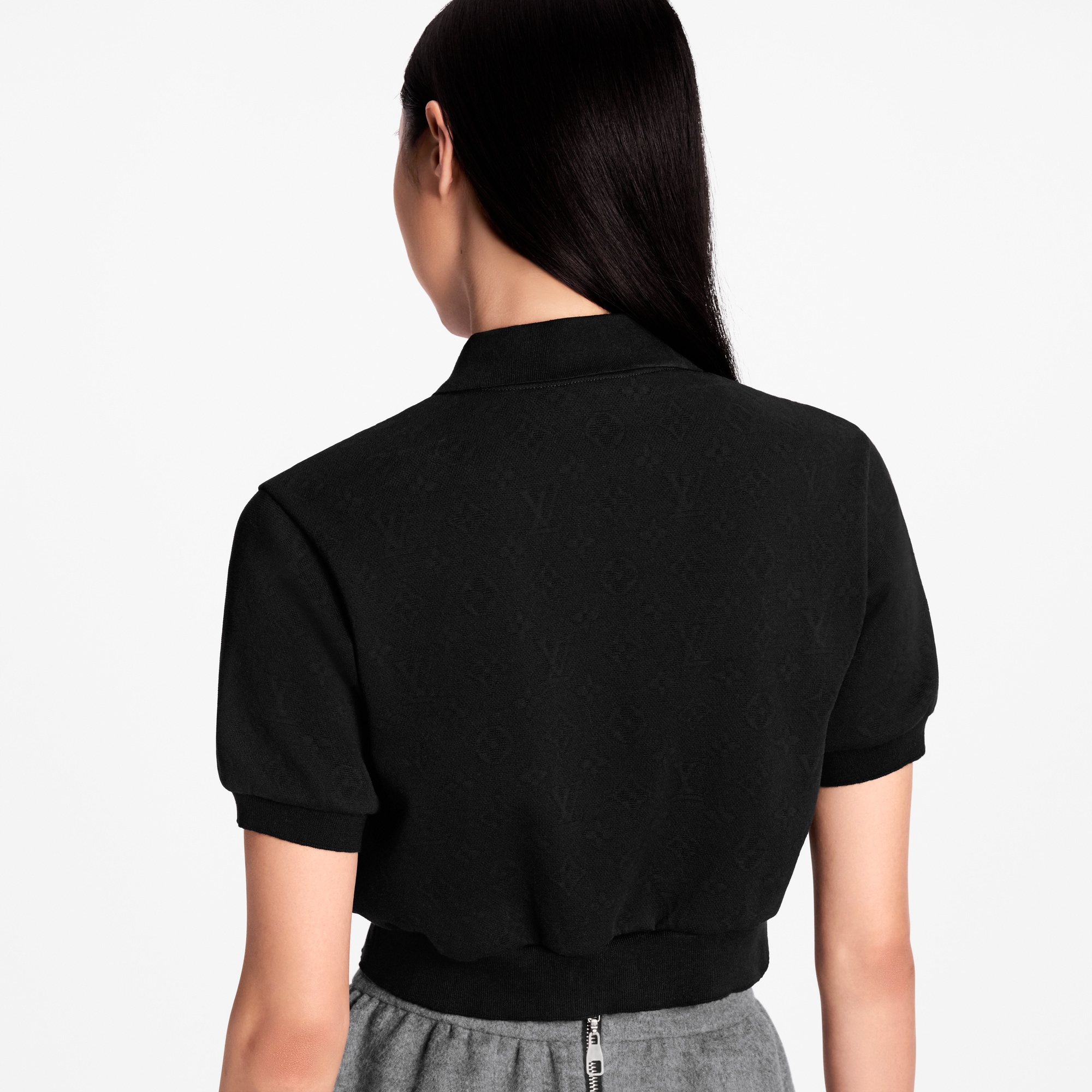 Cropped Monogram Button Polo Top  in Women