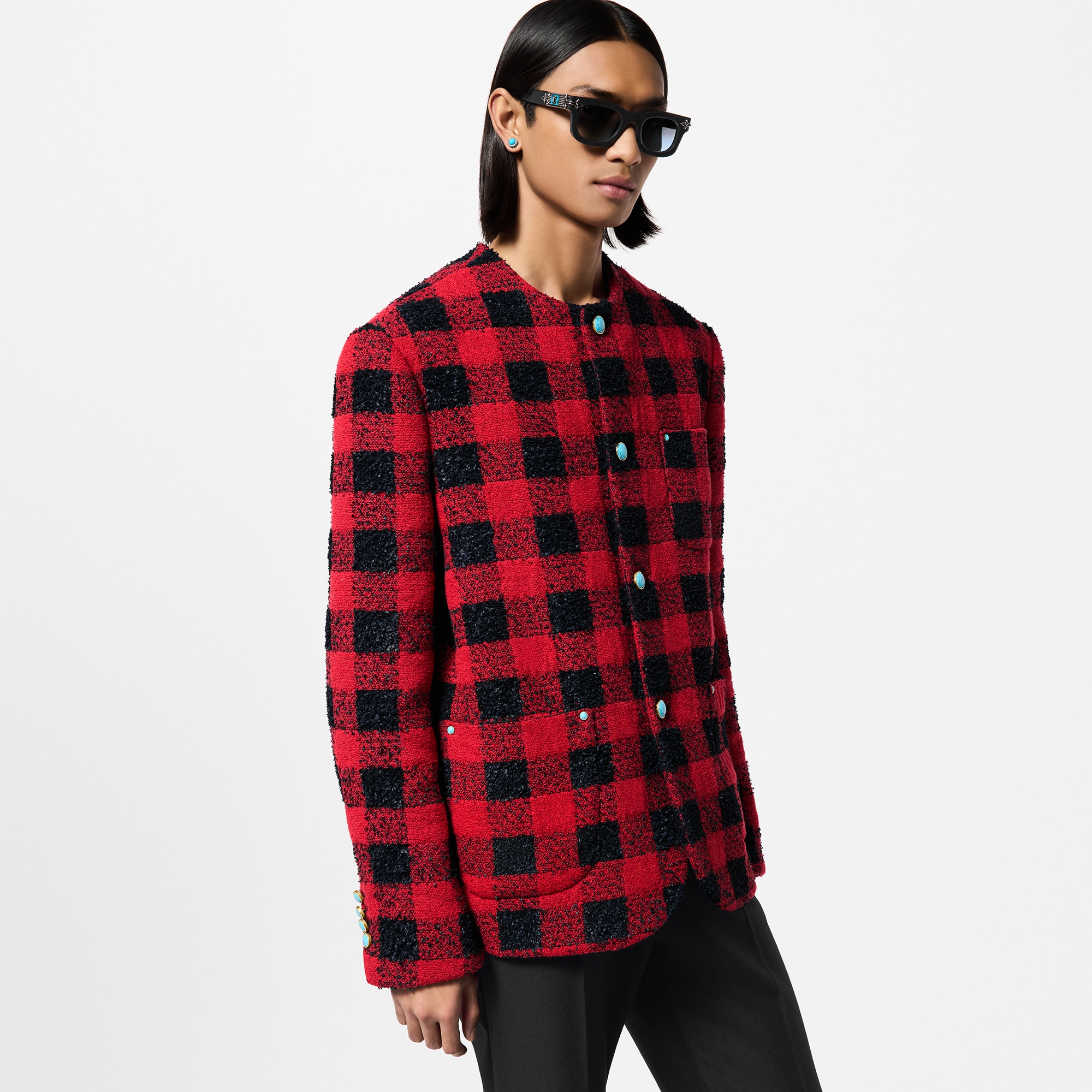 Damier Collarless Tweed Jacket  in Men