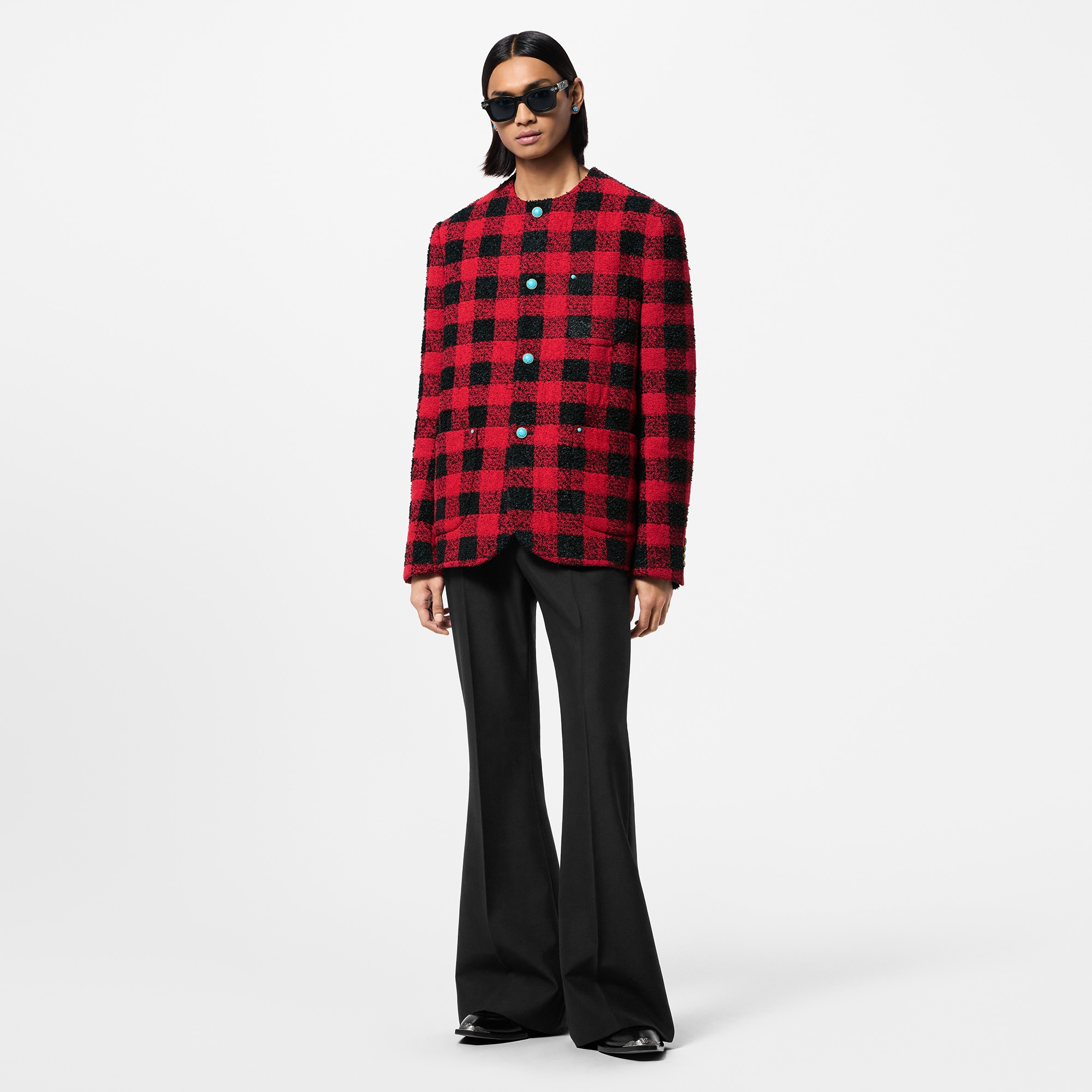 Damier Collarless Tweed Jacket  in Men