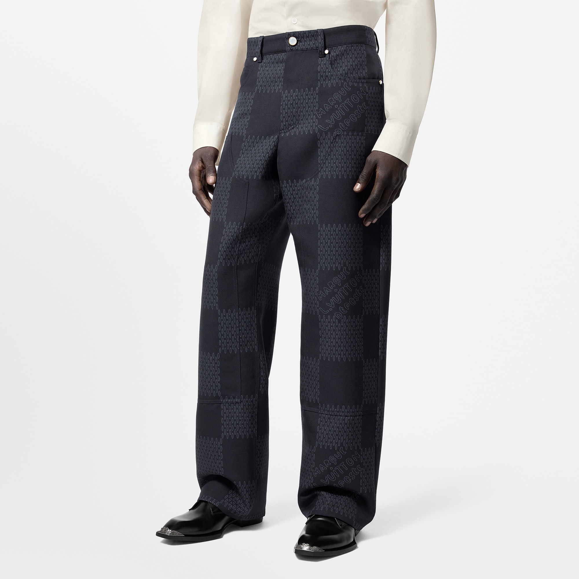 Damier Jacquard Wool Pants   in Men