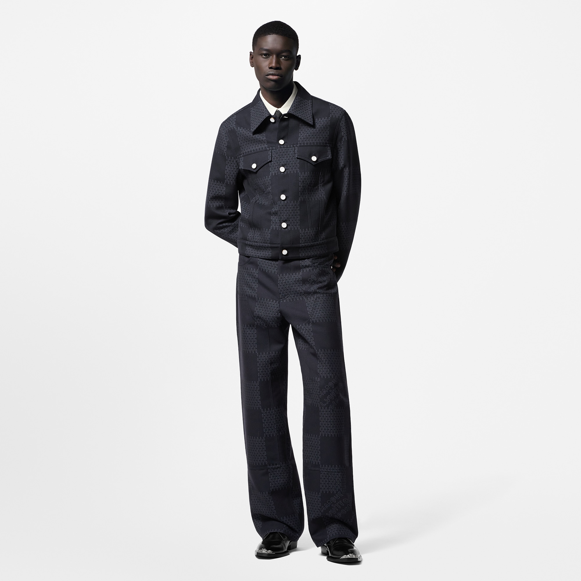 Damier Jacquard Wool Pants   in Men