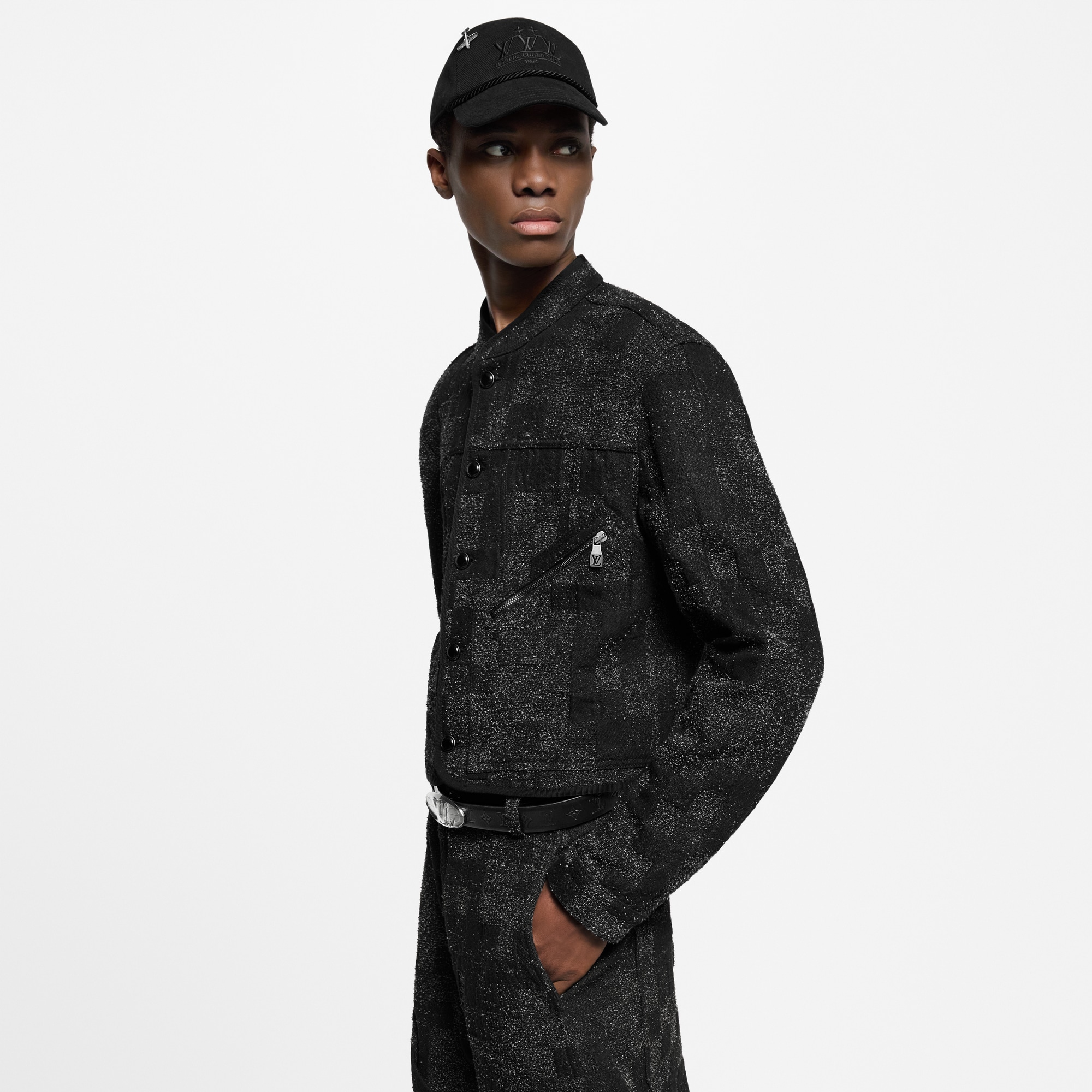 Denim Bouclette Flight Jacket  in Men