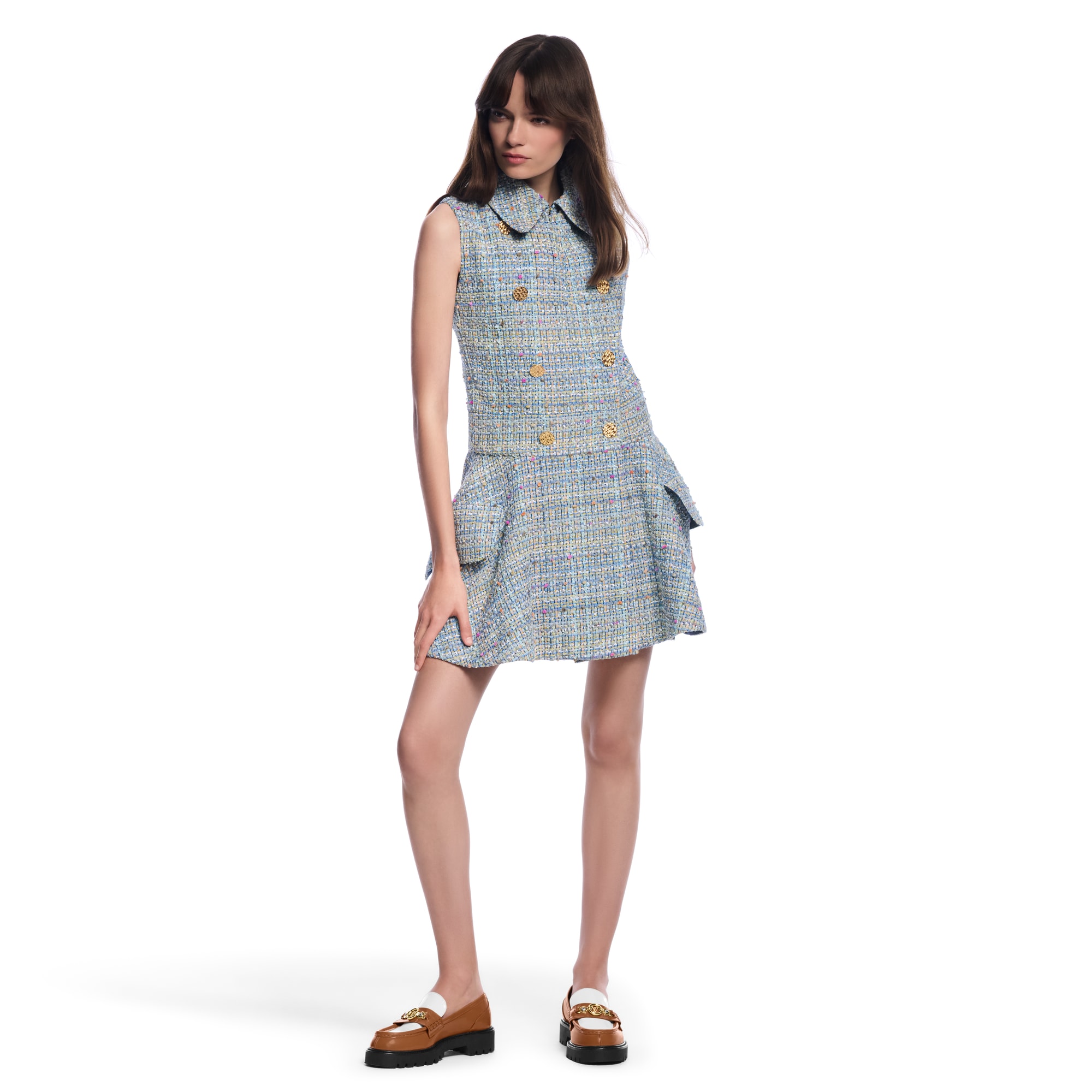 Double-Breasted Tweed Mini Dress  in Women