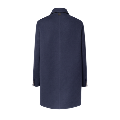 Double Face Car Coat With LV Leather Pocket back view