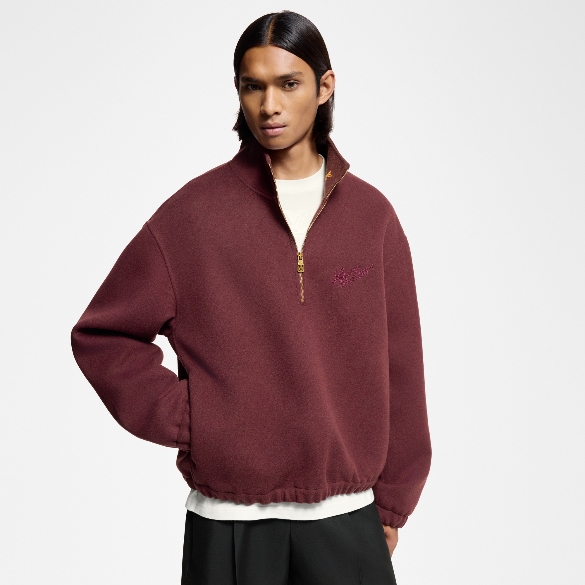 Double Face Wool-Silk Blend Pullover  in Men