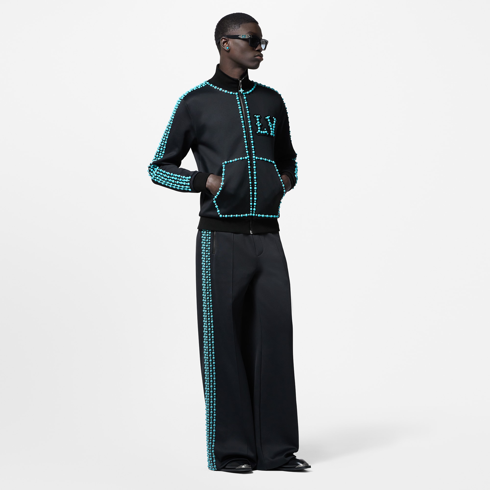 Embellished Cotton Track Pants   in Men