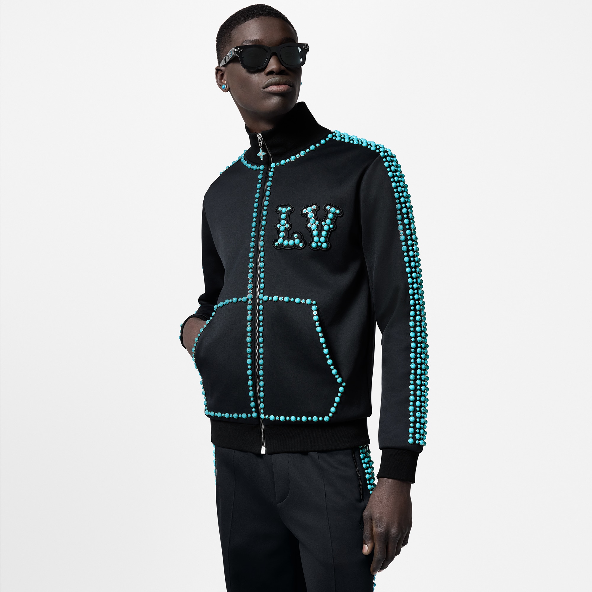 Embellished Cotton Track Top    in Men