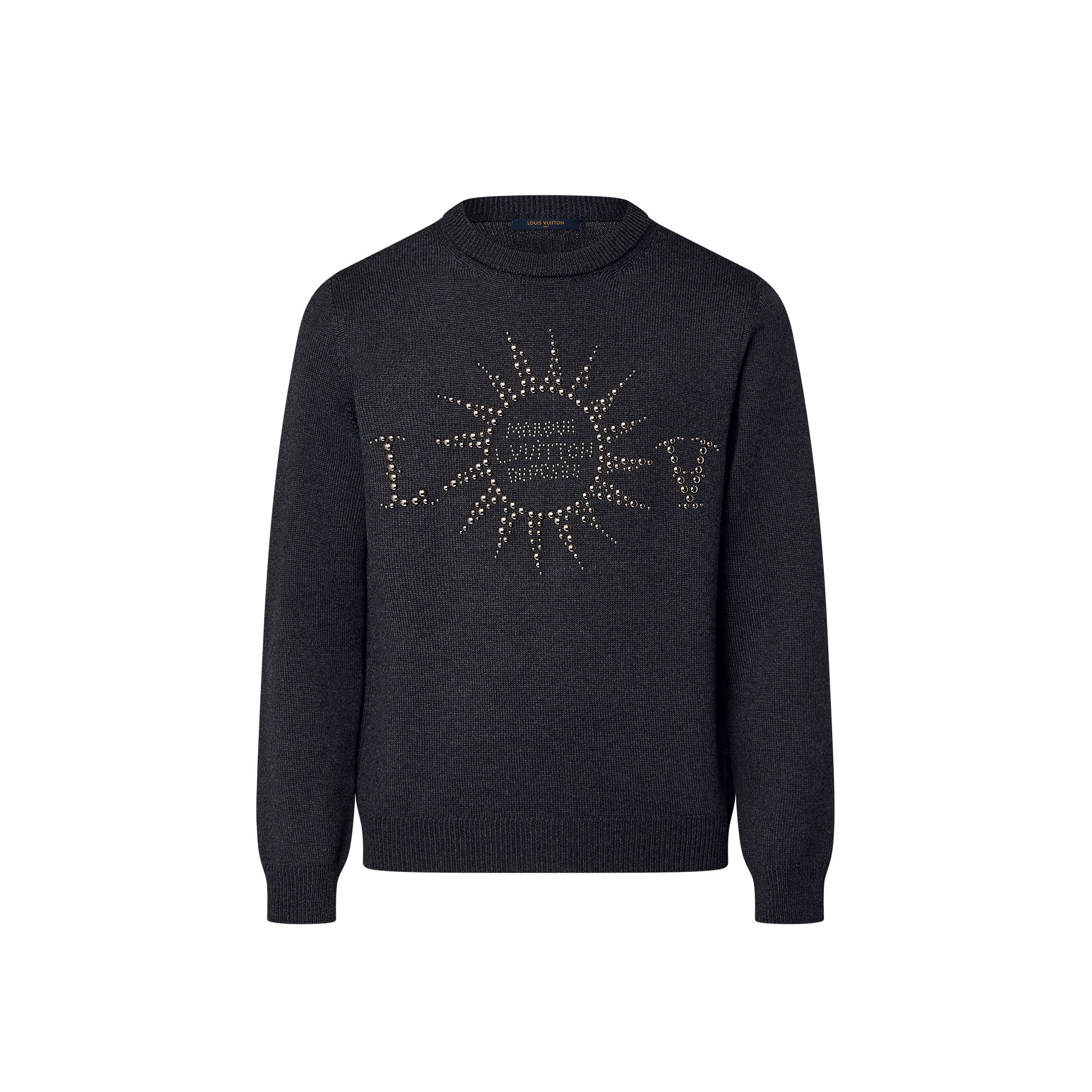 Embellished Long-Sleeved Merino Wool Crewneck  in Men