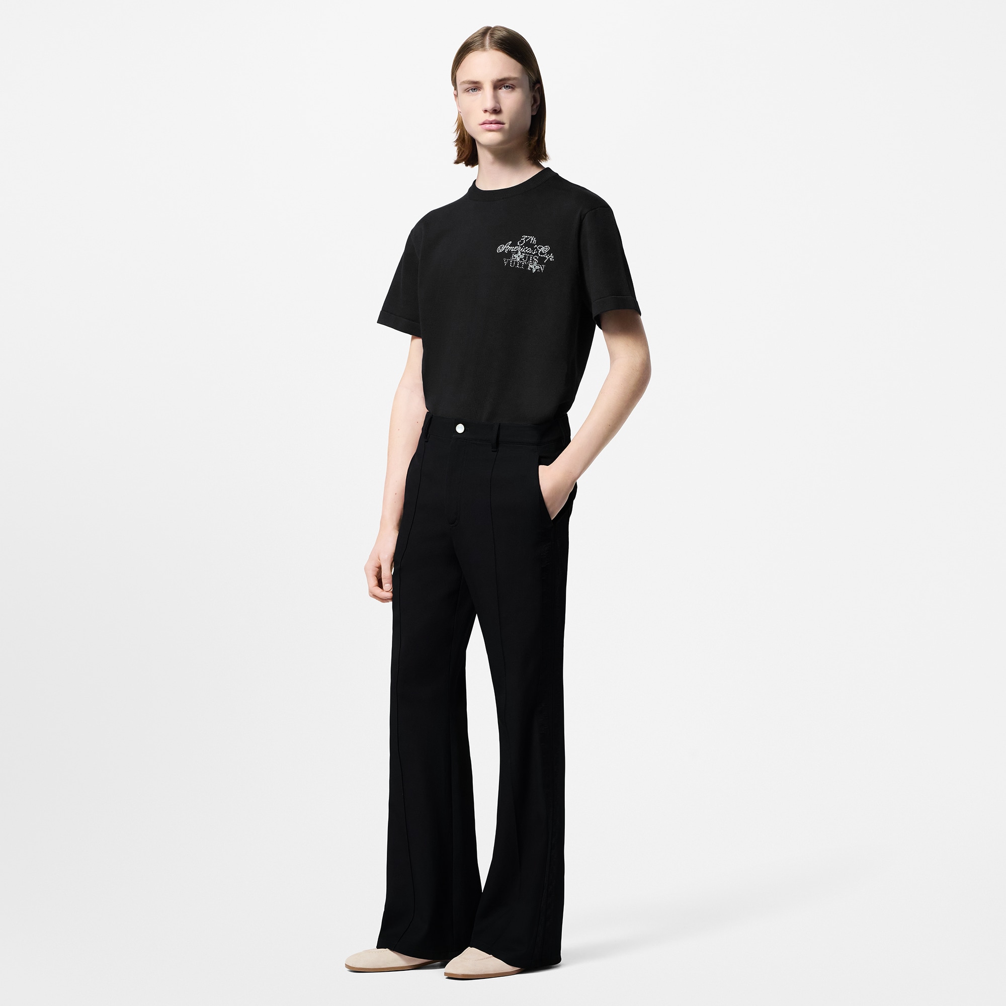 Embellished Short-Sleeved Cotton Crewneck  in Men
