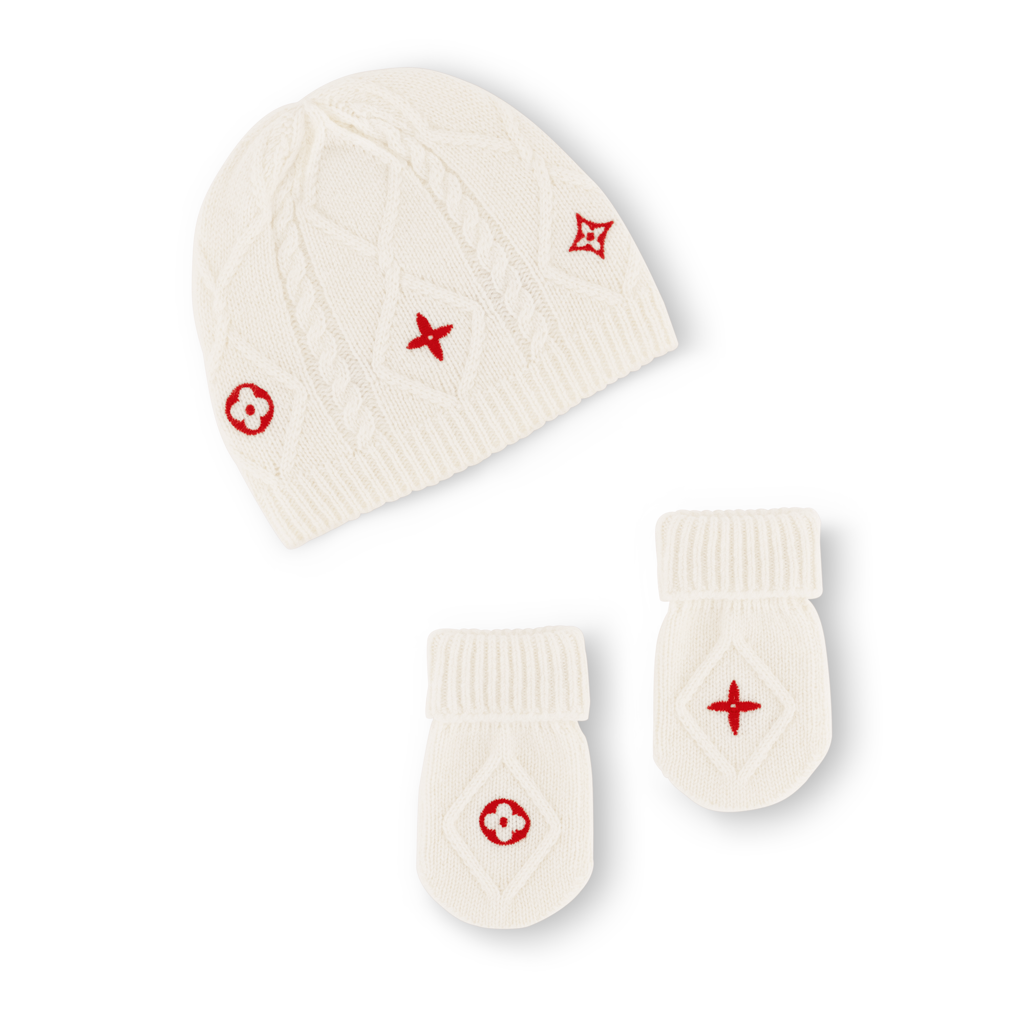 Embroidered Beanie and Mittens Set . in Gifts