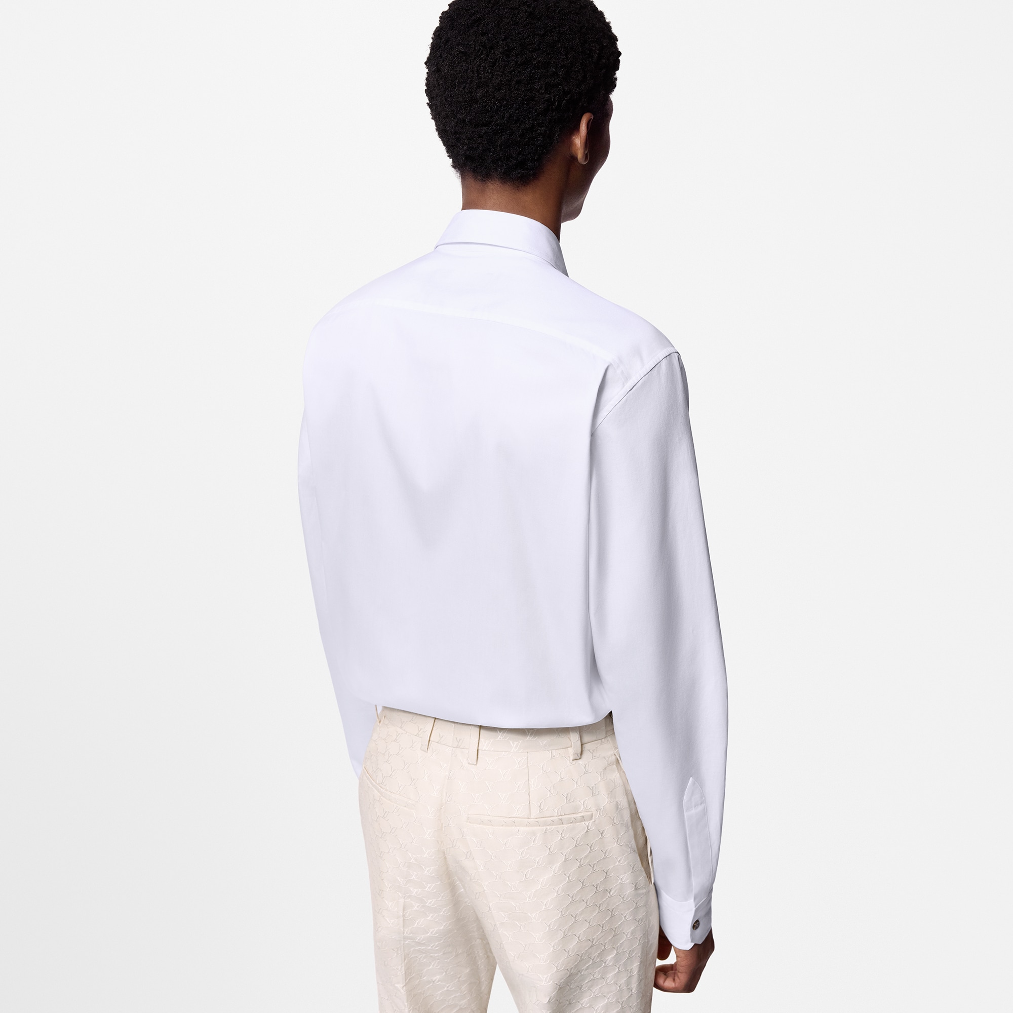 Embroidered Long-Sleeved Cotton Shirt  in Men