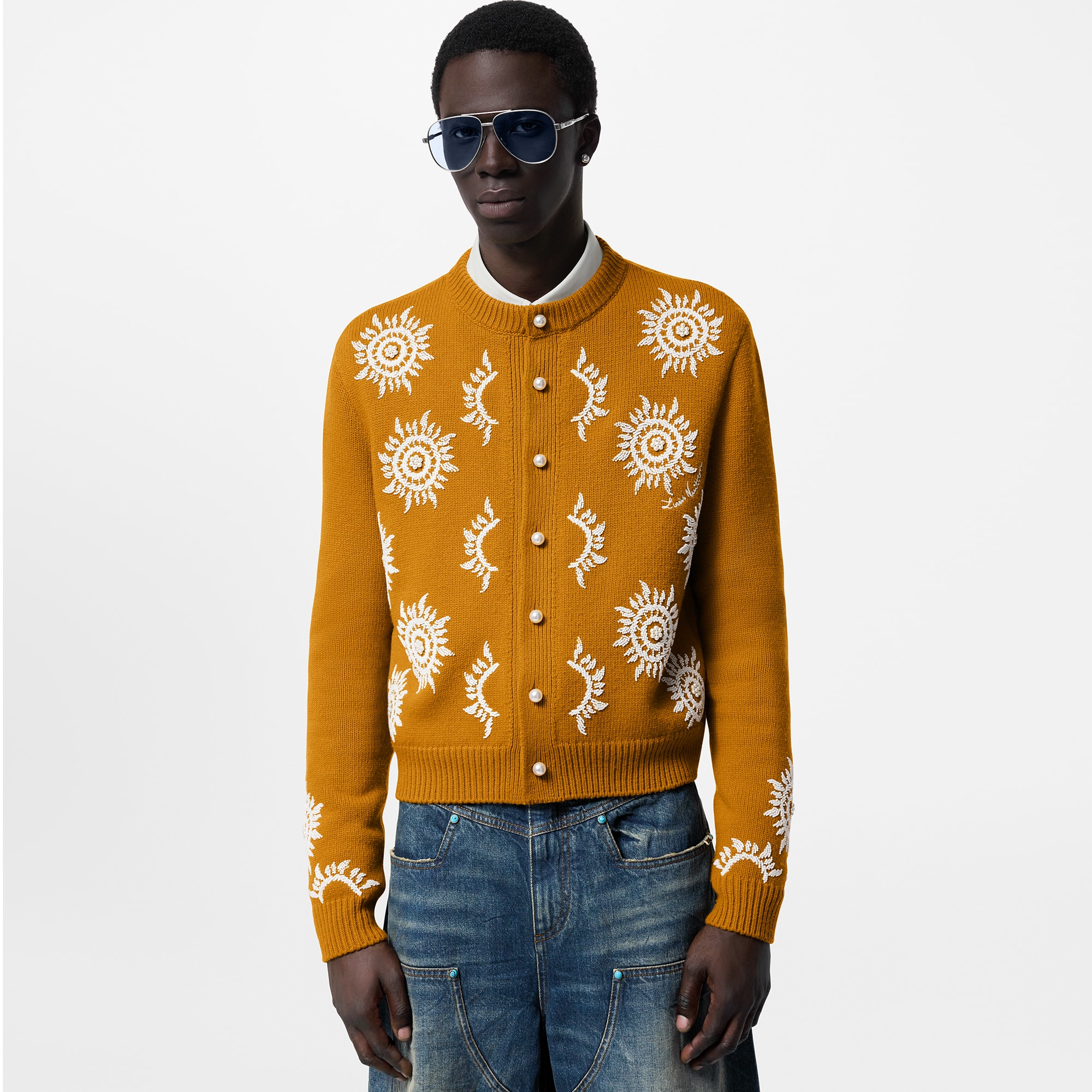 Embroidered Merino Wool Cardigan  in Men
