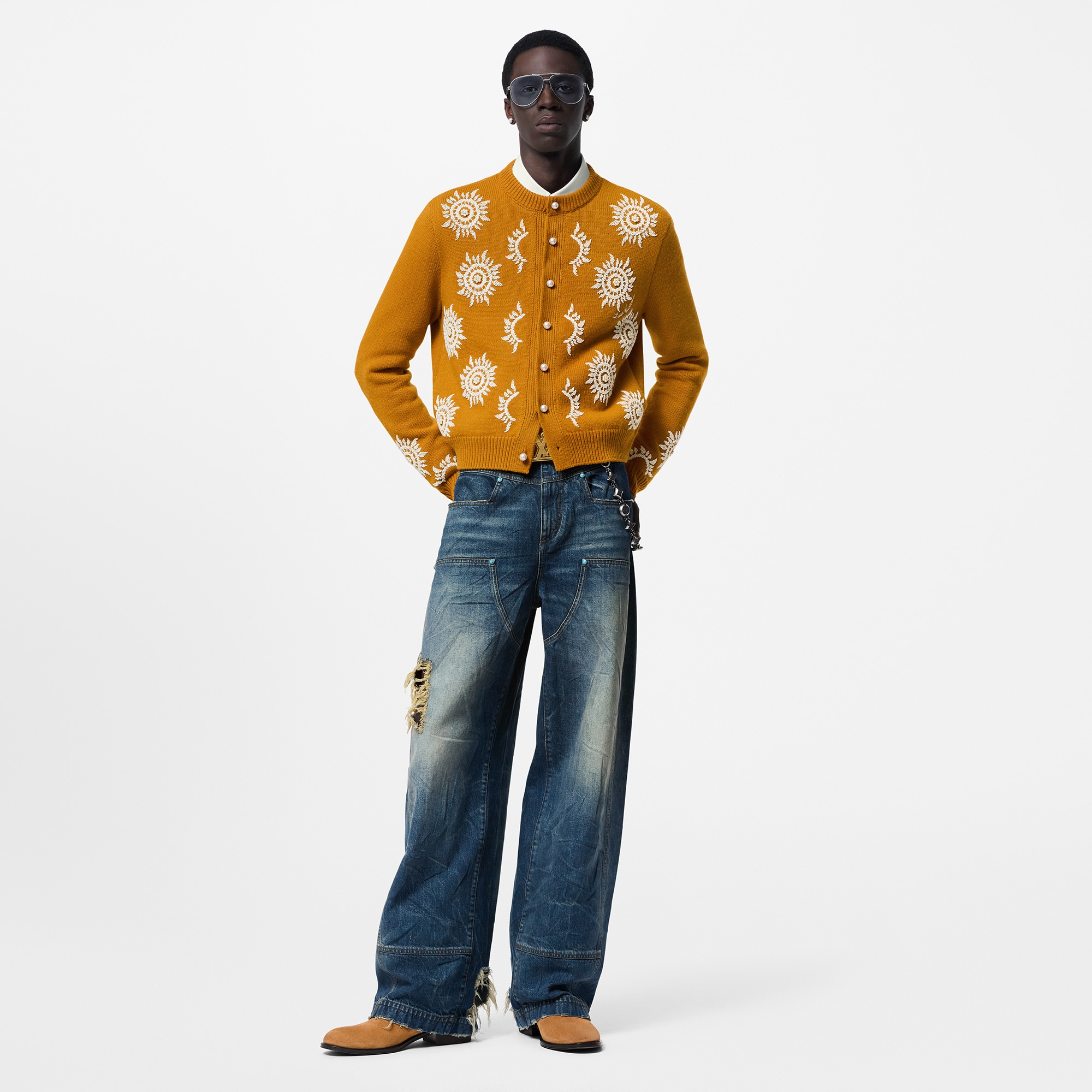 Embroidered Merino Wool Cardigan  in Men