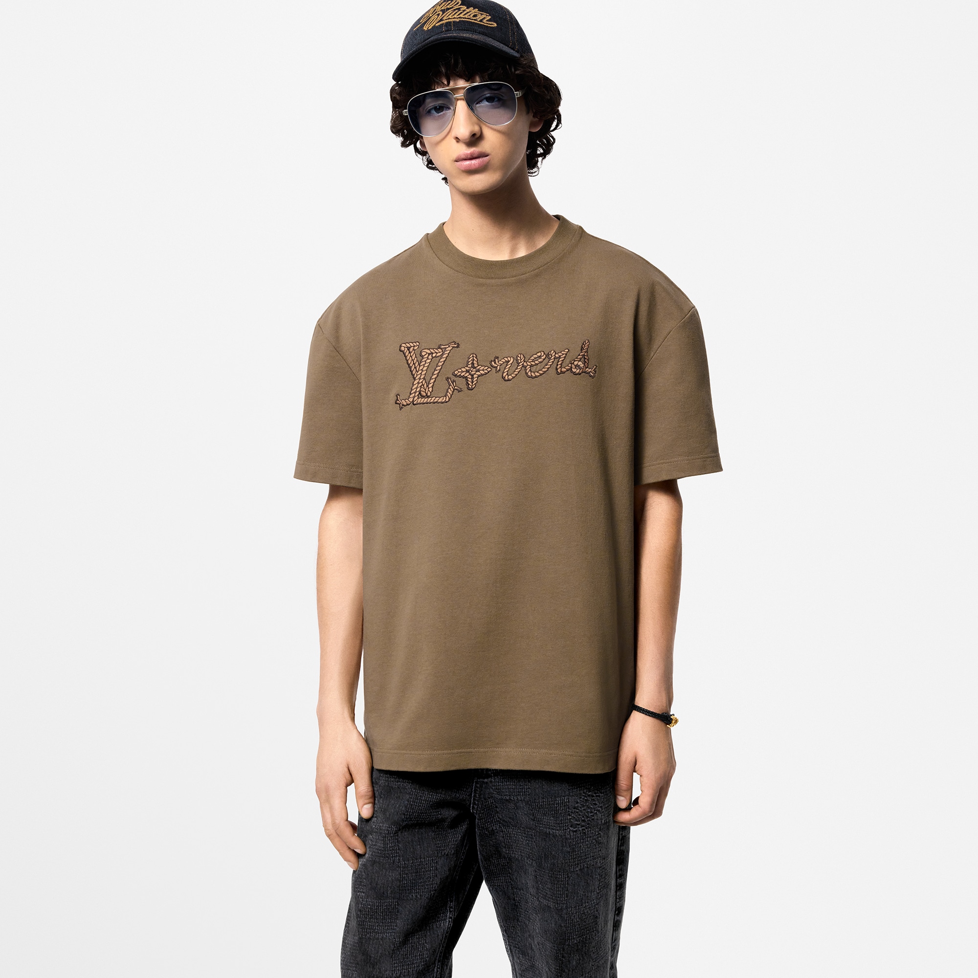 Embroidered Signature Cotton T-Shirt  in Men