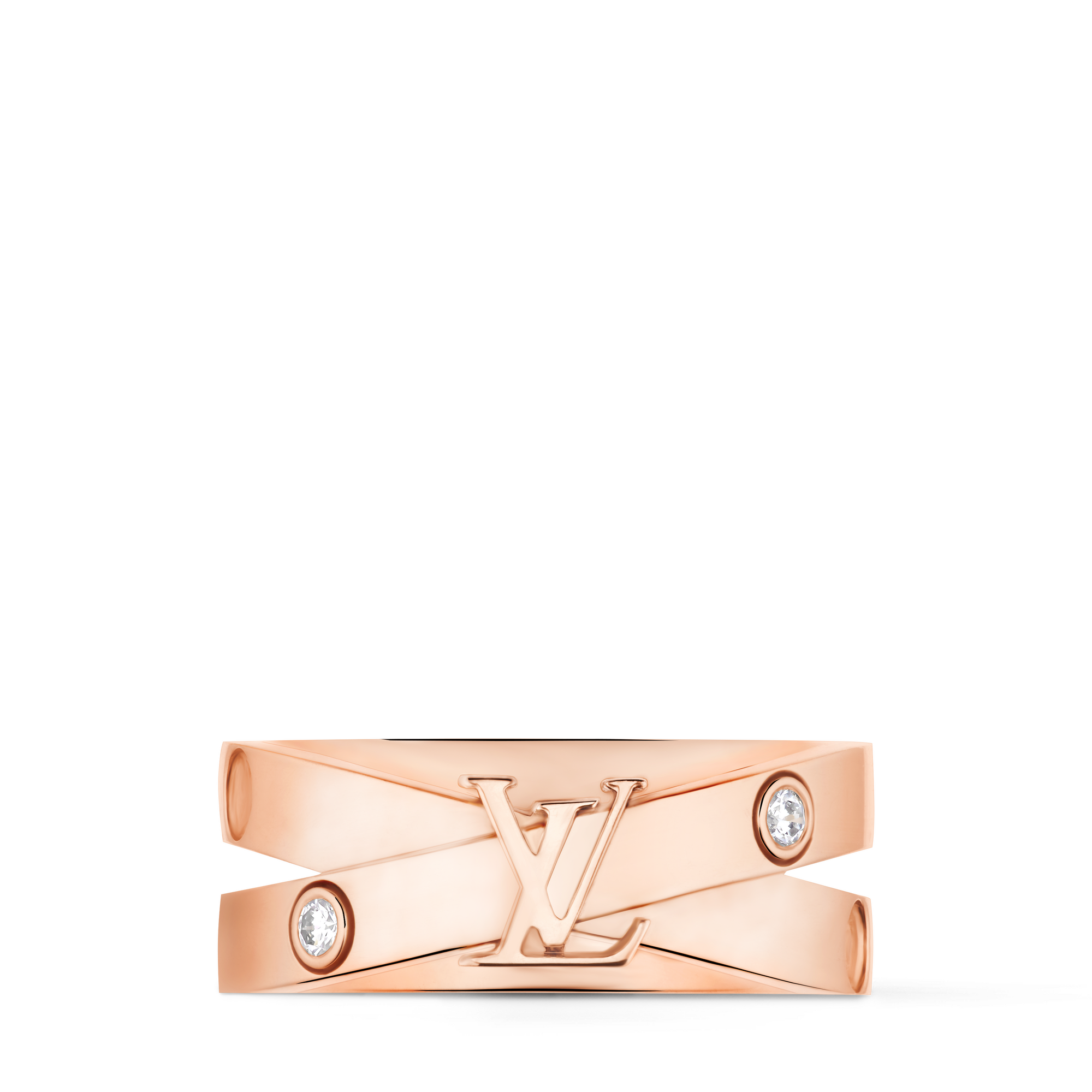 Empreinte Double Ring, Pink Gold and Diamonds  in Jewellery