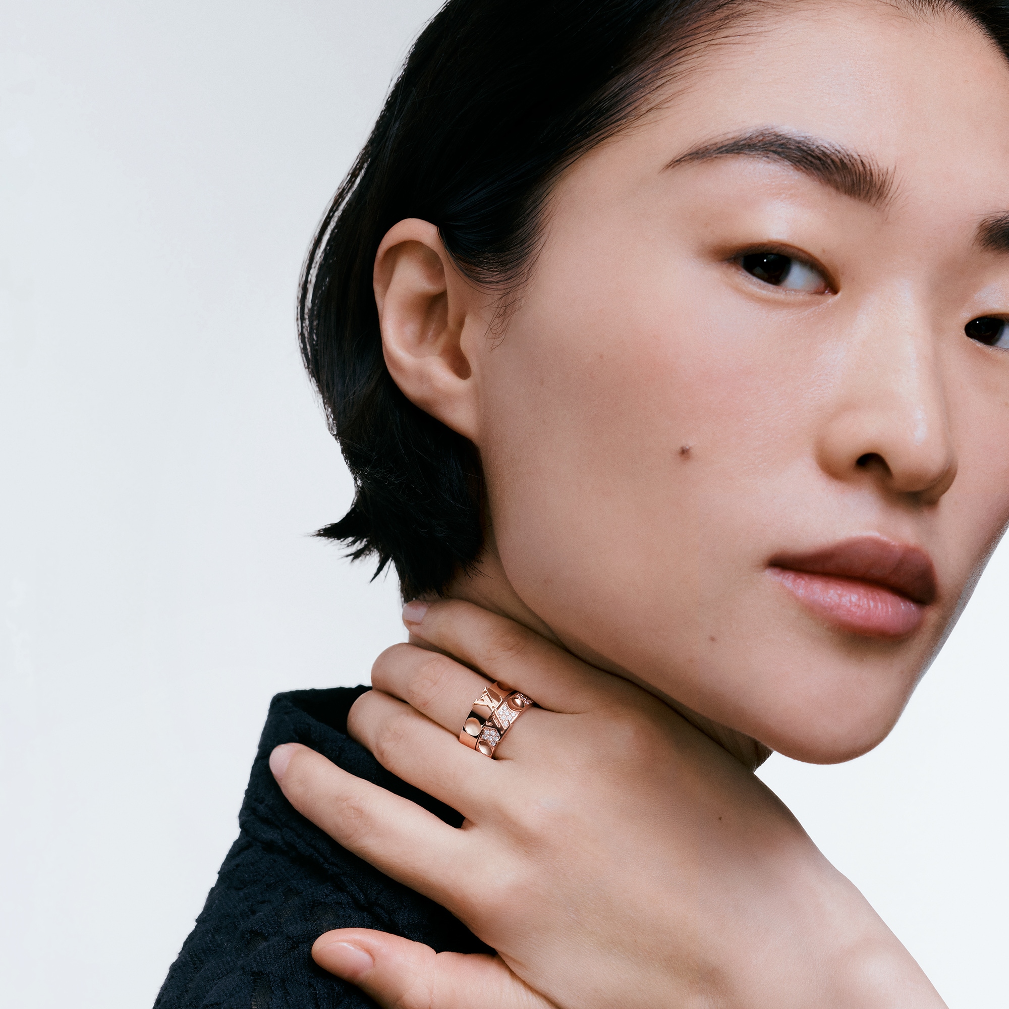 Empreinte Medium Ring, Pink Gold and Diamonds  in Jewellery