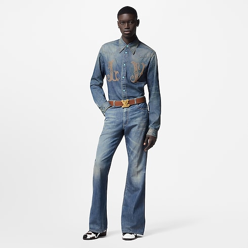 Fitted Long-Sleeved Denim Shirt in Men's Ready-to-Wear Shirts collections by Louis Vuitton (Product zoom)